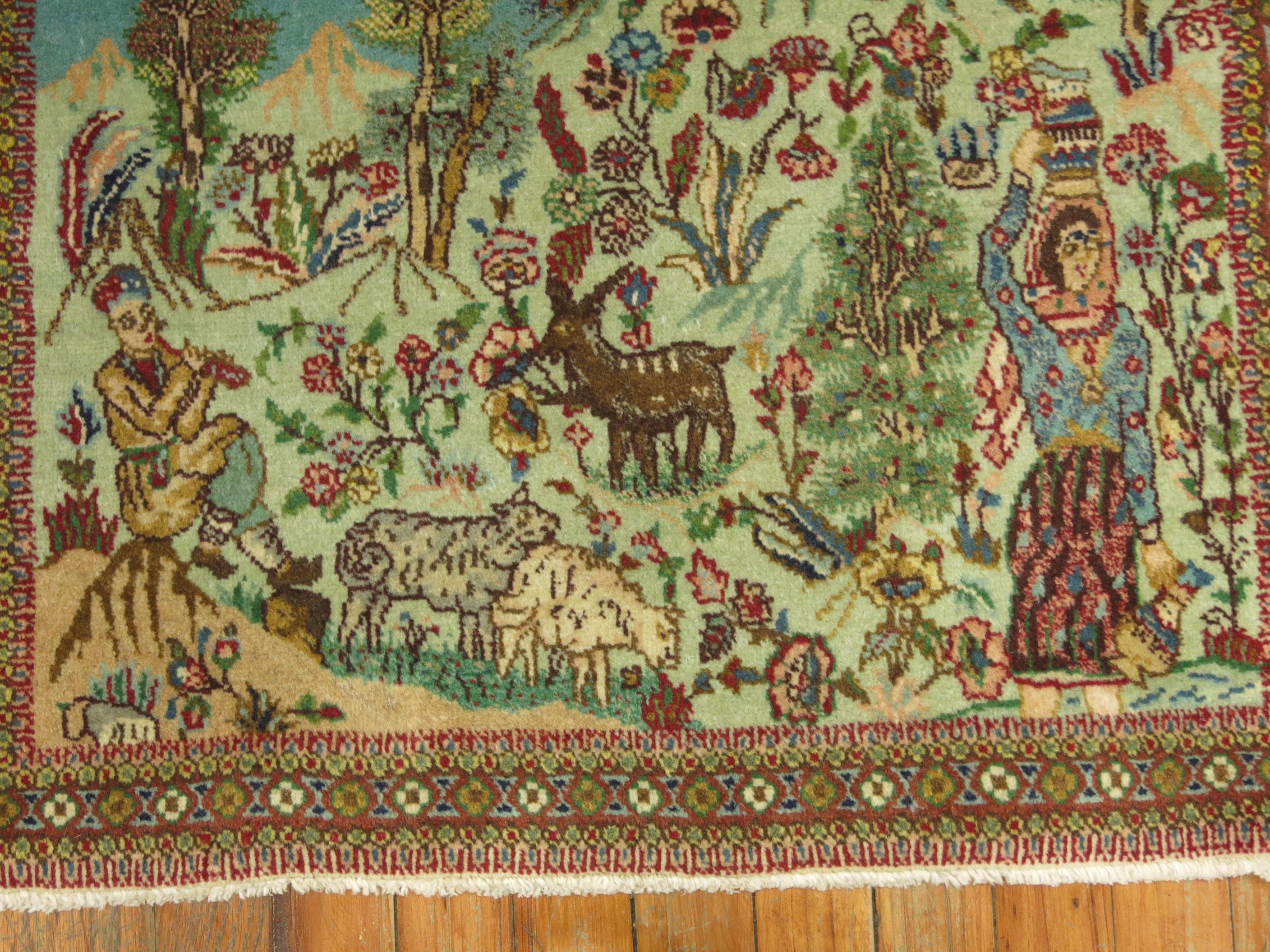 Zabihi Collection Vintage Tabriz Bildteppich (20. Jahrhundert) im Angebot
