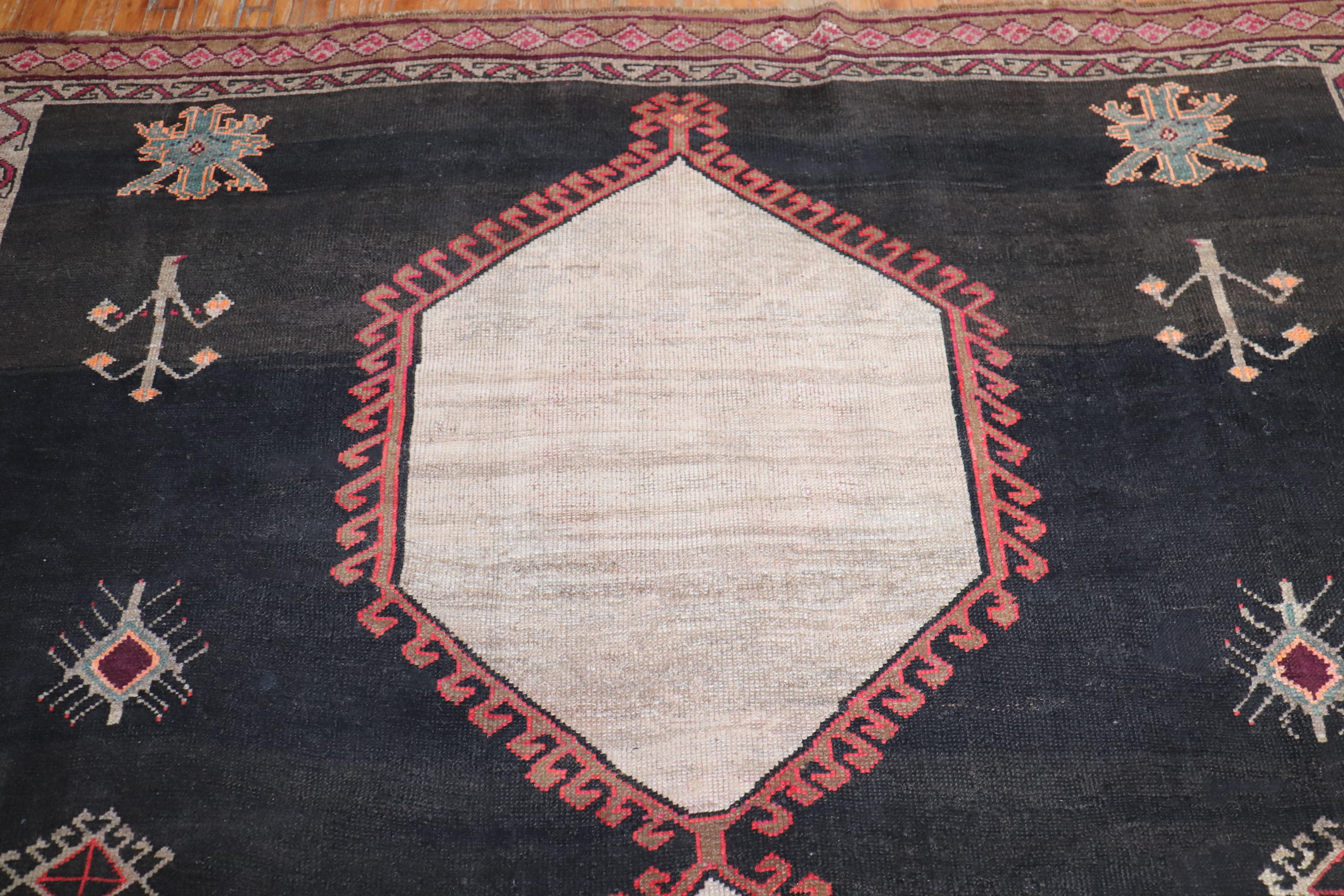 Hand-Knotted Zabihi Collection Vintage Tribal Room Size Rug For Sale