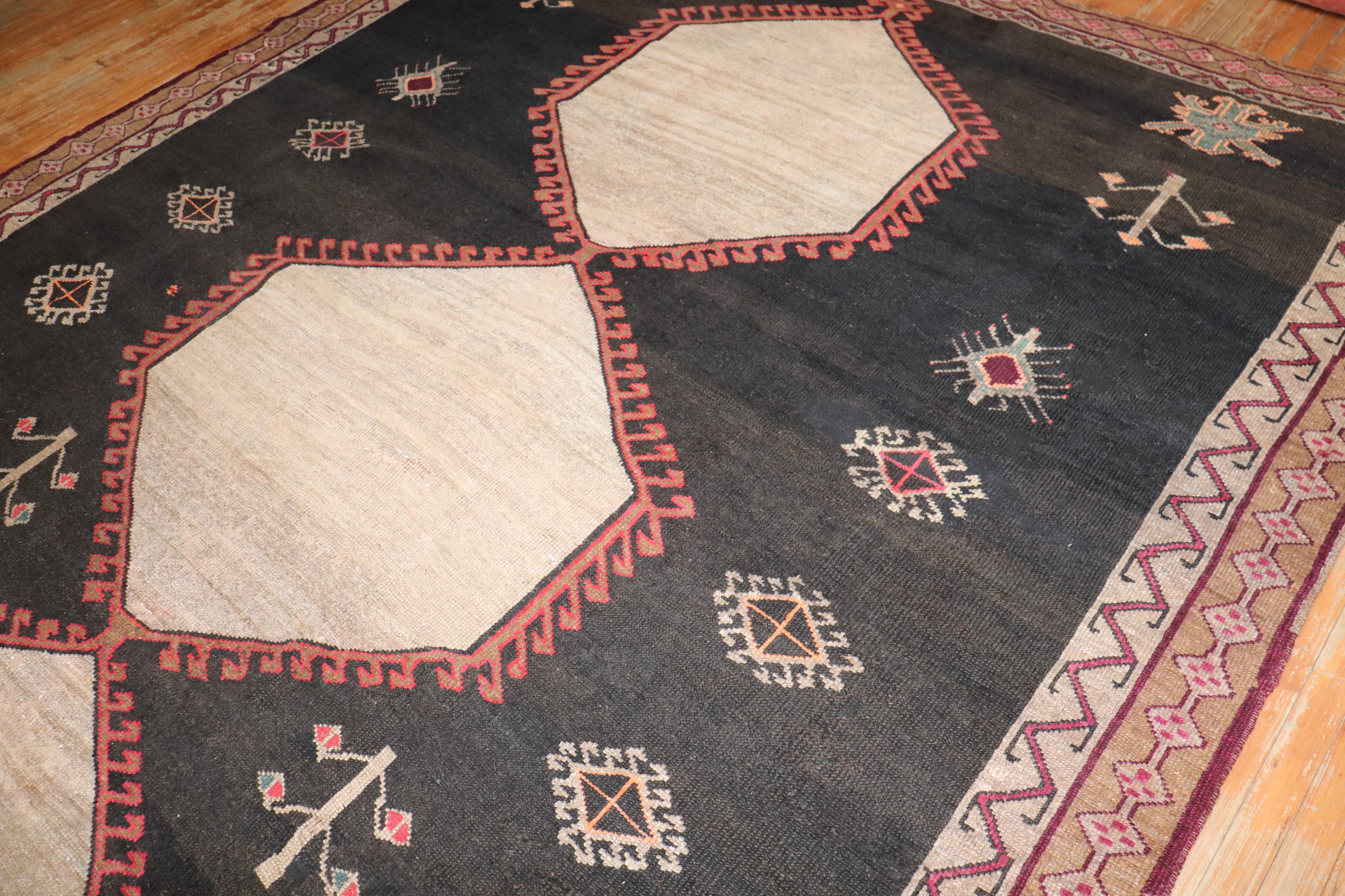 20th Century Zabihi Collection Vintage Tribal Room Size Rug For Sale