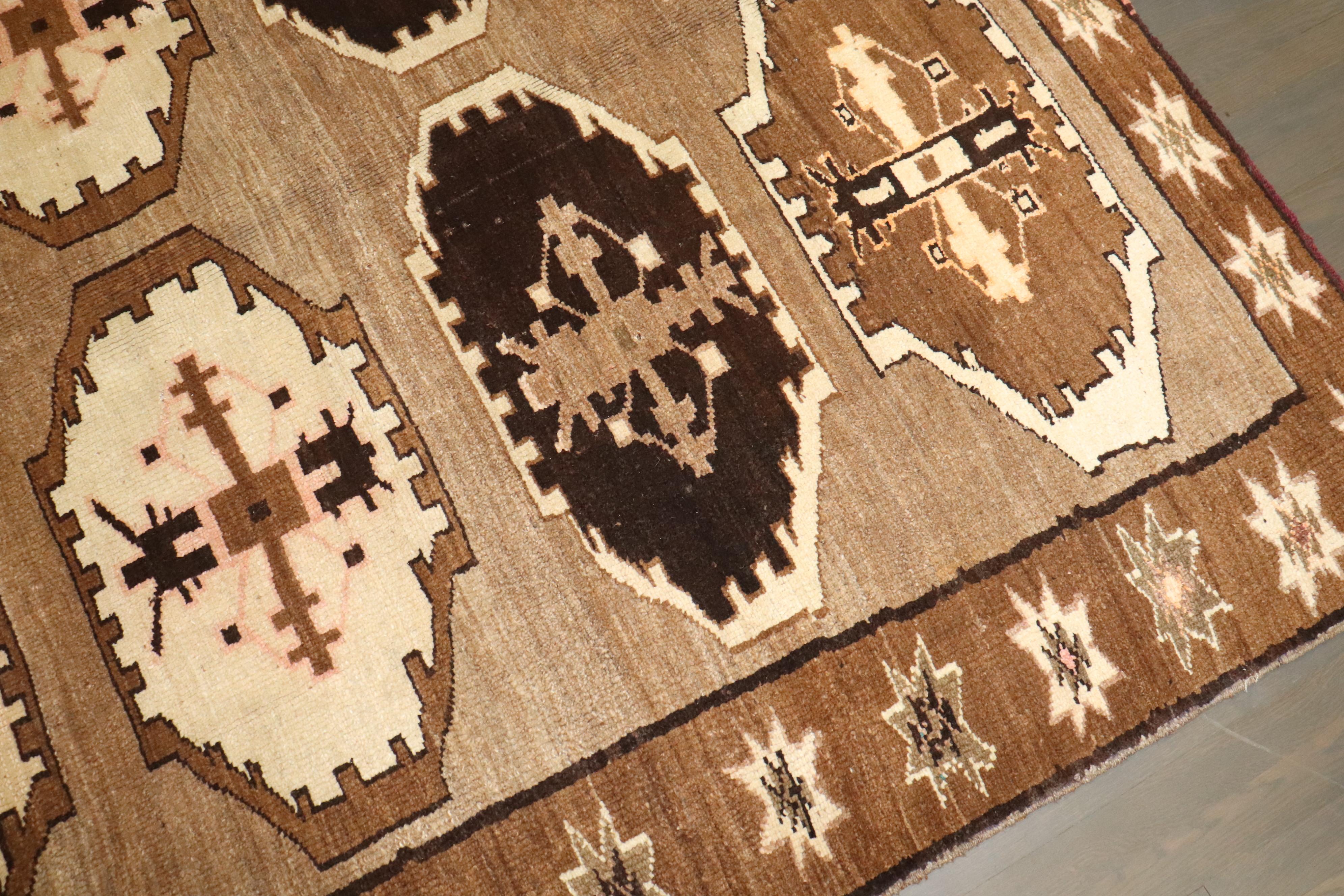 Turkish Zabihi Collection Vintage Tribal Square Size Rug For Sale