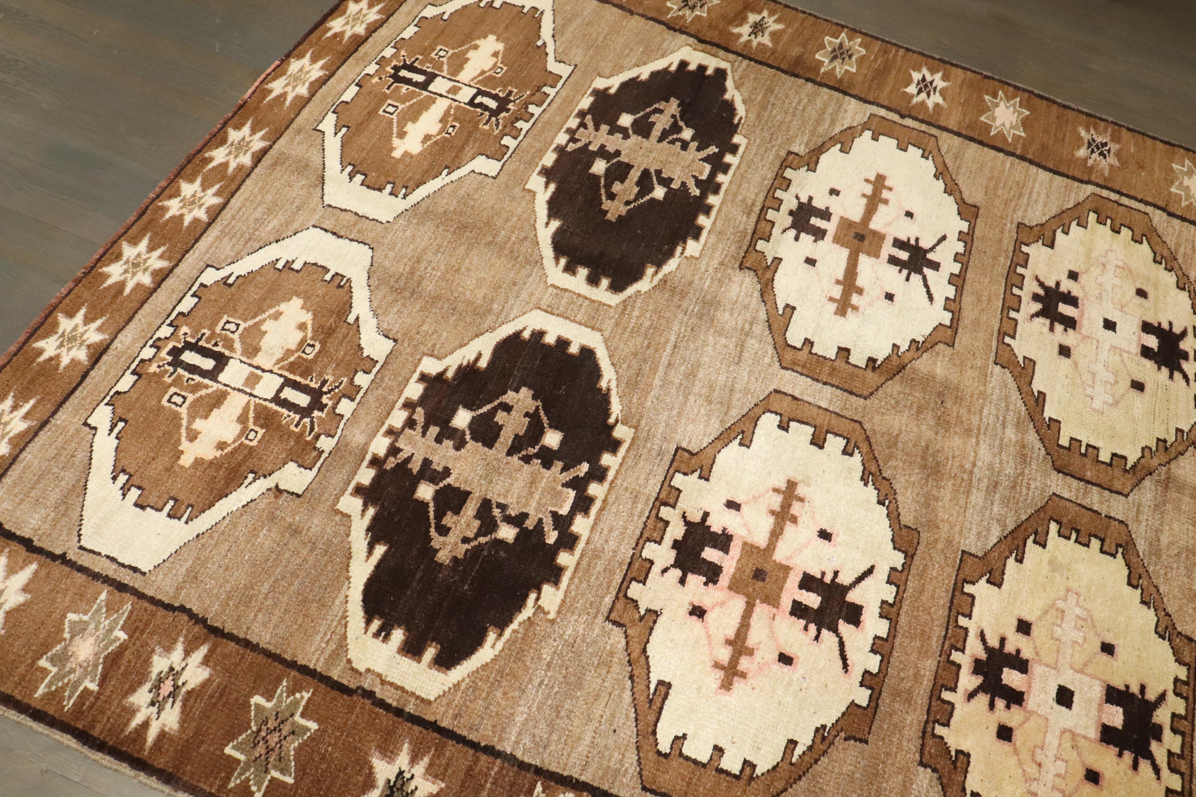 Hand-Knotted Zabihi Collection Vintage Tribal Square Size Rug For Sale