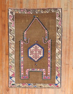 Zabihi Collection Vintage Tribal Turkish Prayer Small SquareRug
