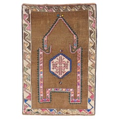 Zabihi Collection Vintage Tribal Turkish Prayer Small SquareRug
