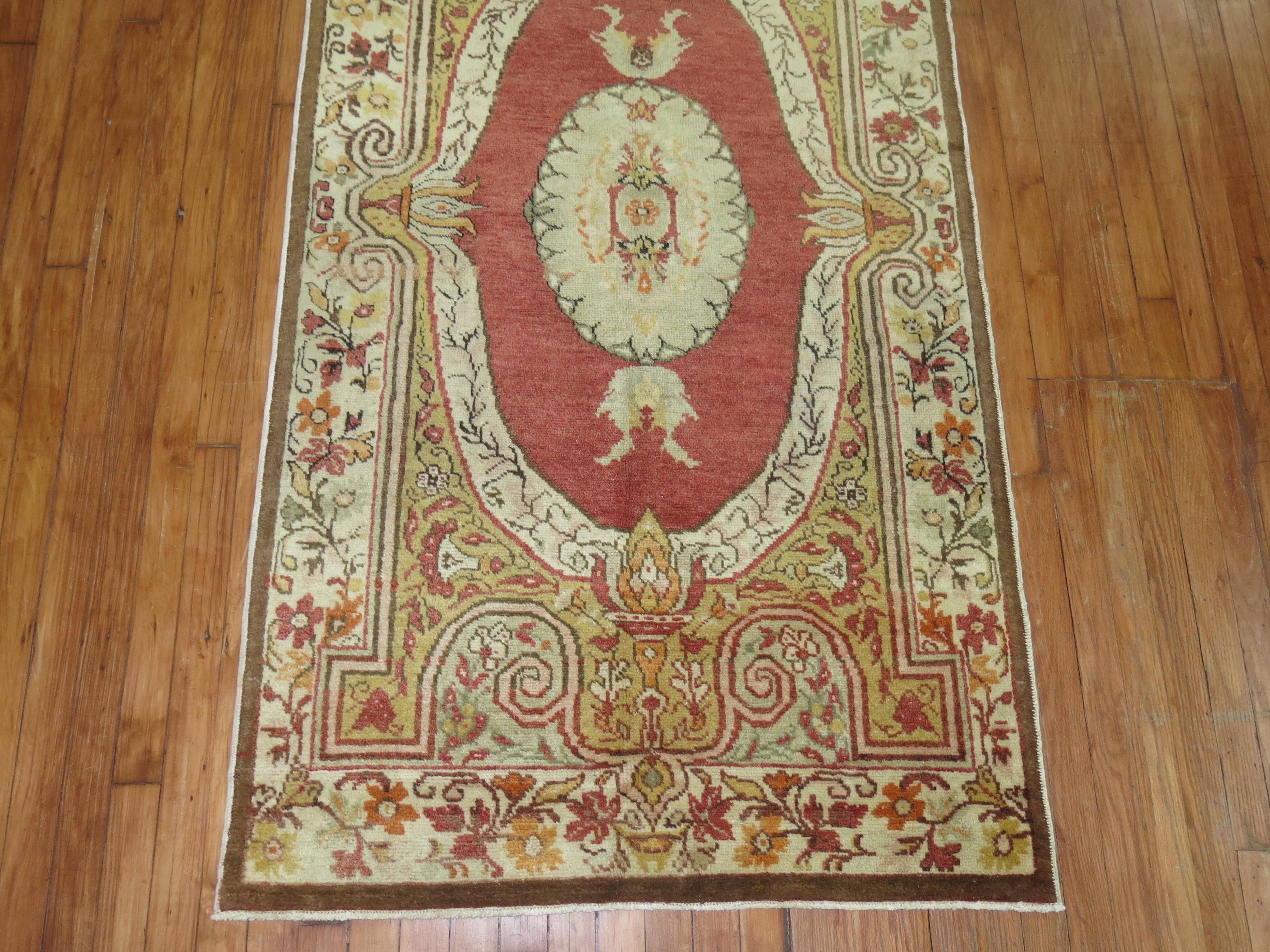 Victorian Zabihi Collection Vintage Turkish Small Rug For Sale
