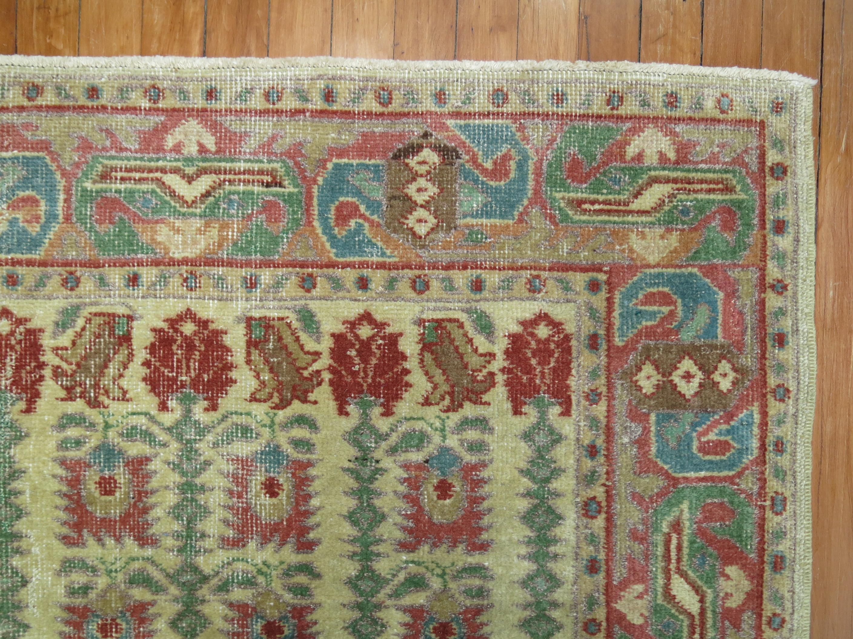 Hand-Knotted Zabihi Collection Vintage Turkish Anatolian Accent Small Rug For Sale