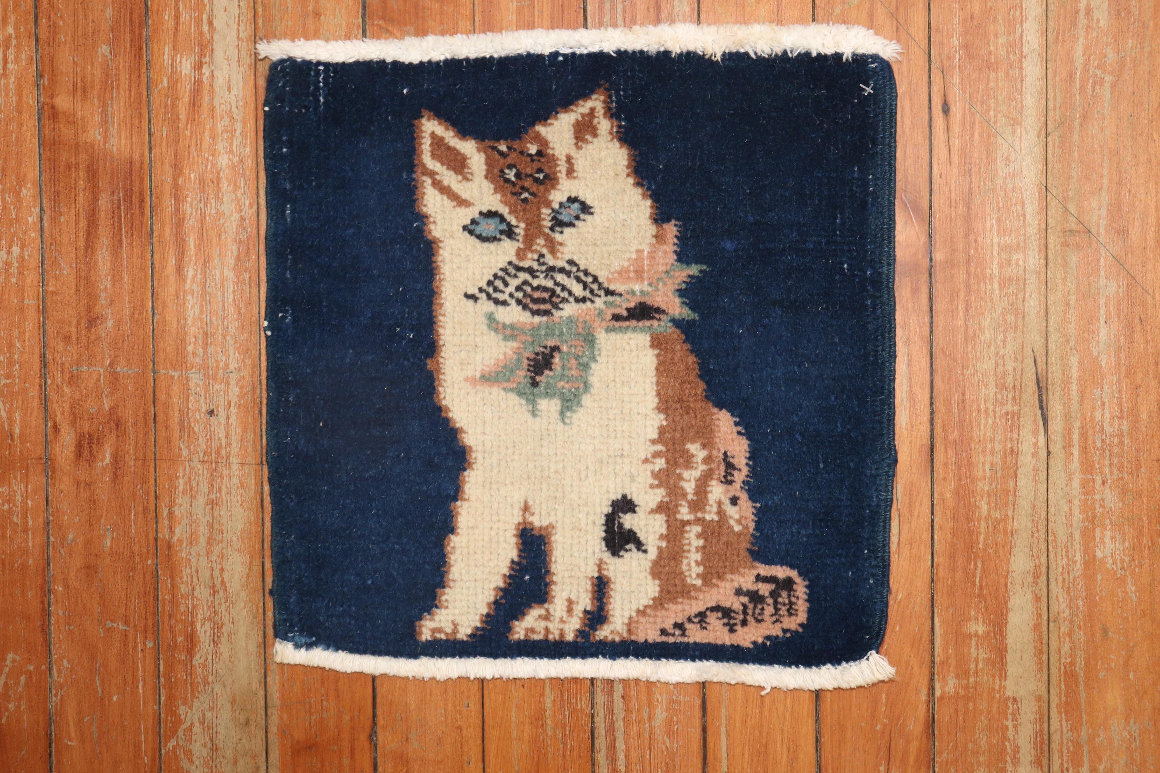 Zabihi Collection Vintage Türkisch Anatolisch Mini Cat Rug (Handgeknüpft) im Angebot