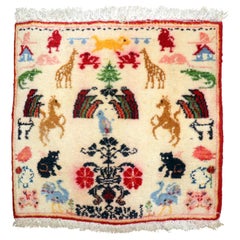 Zabihi Collection Vintage Turkish Anatolian Pictorial Rug, 1'7'' x 1'7''