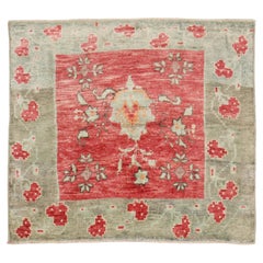 Zabihi Collection Vintage Turkish Anatolian Scatter Square Size Floral Rug