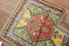 Zabihi Collection Vintage Turkish Anatolian Scatter Square Yellow Green Rug