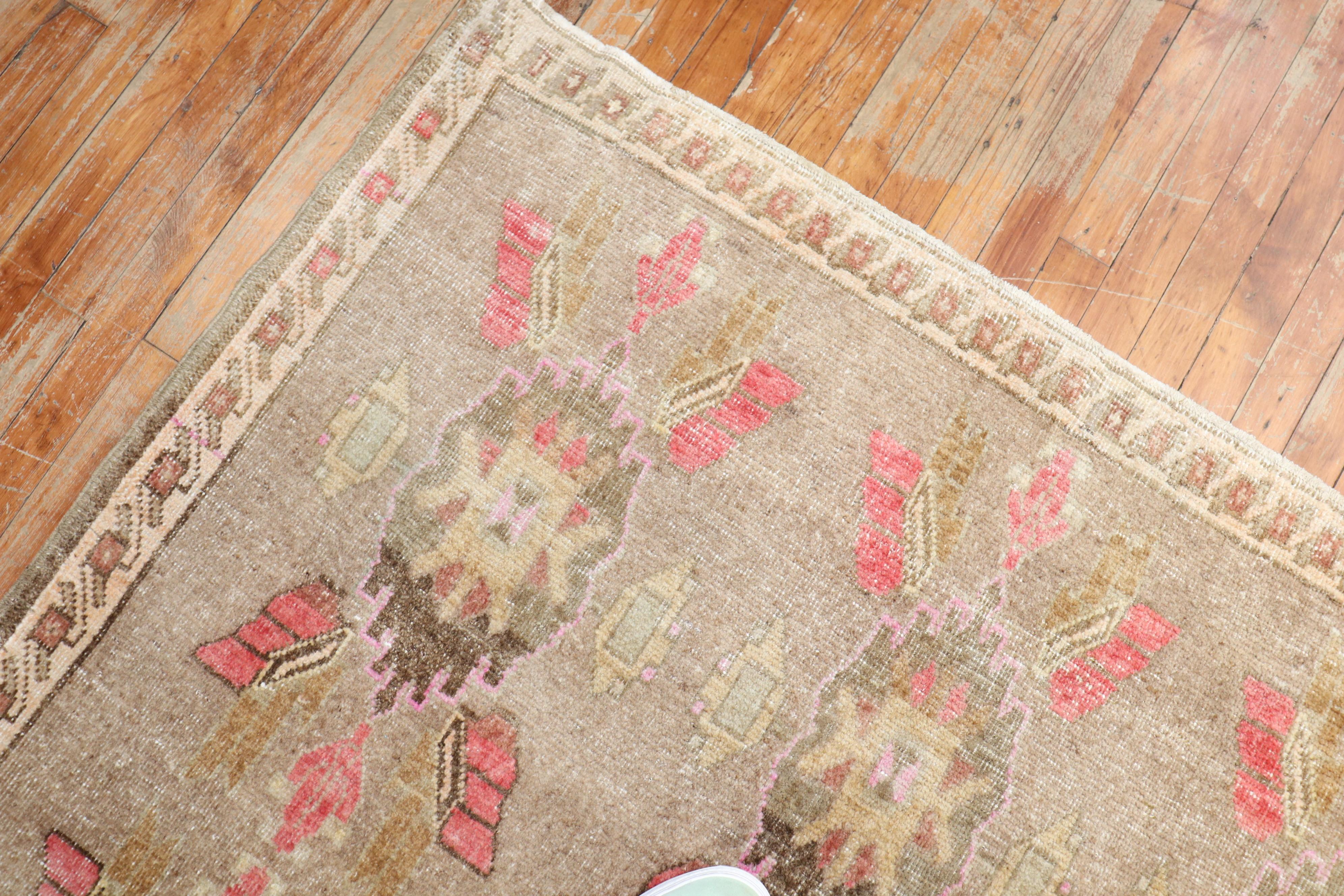 Hand-Knotted Zabihi Collection Vintage Turkish Anatolian Small Room Rug For Sale