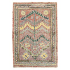 Zabihi Collection Vintage Türkisch Anatolisch Kleiner Quadratischer Teppich