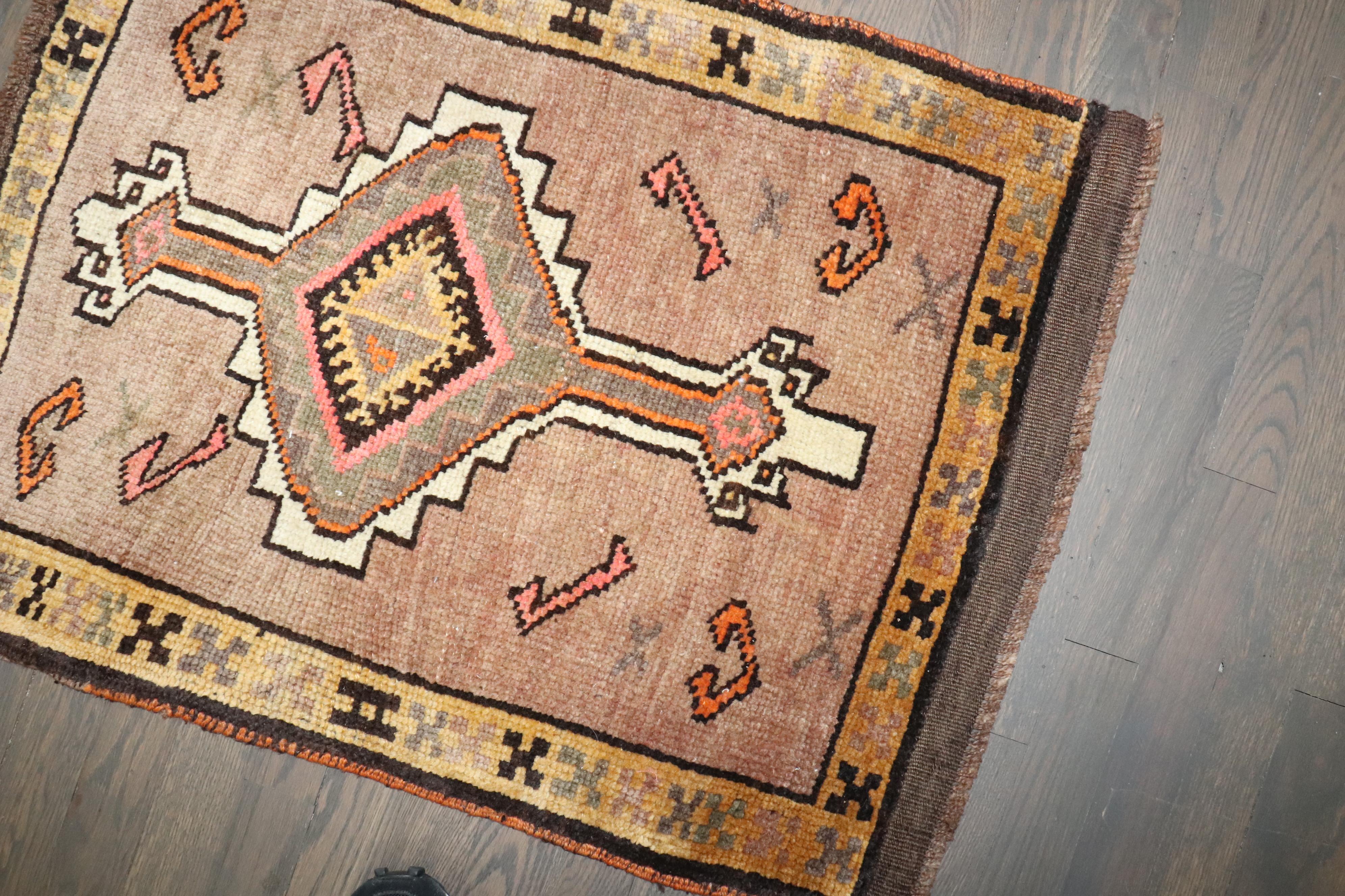 Country Zabihi Collection Vintage Turkish Anatolian Small Tribal Rug For Sale