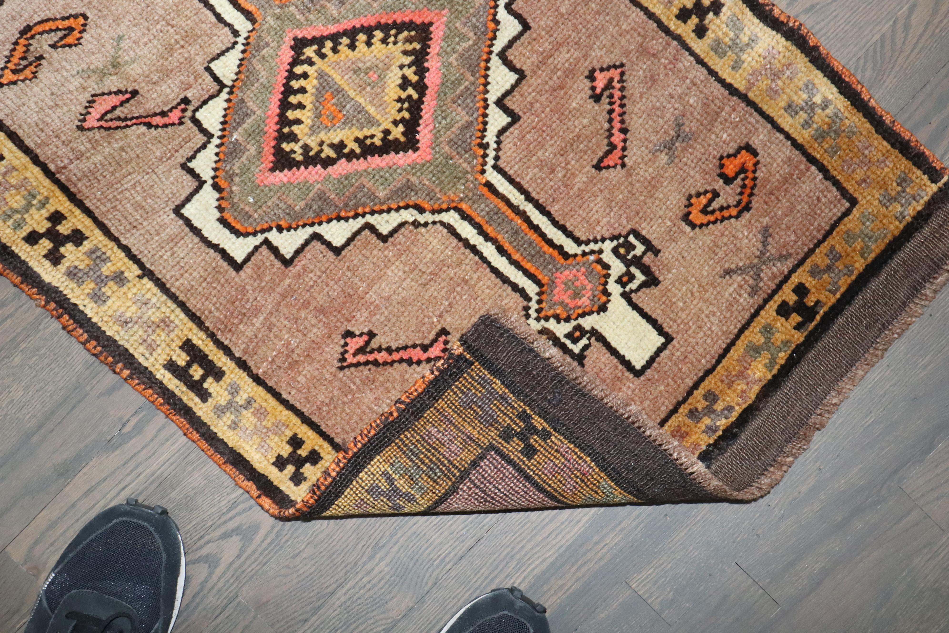Hand-Knotted Zabihi Collection Vintage Turkish Anatolian Small Tribal Rug For Sale