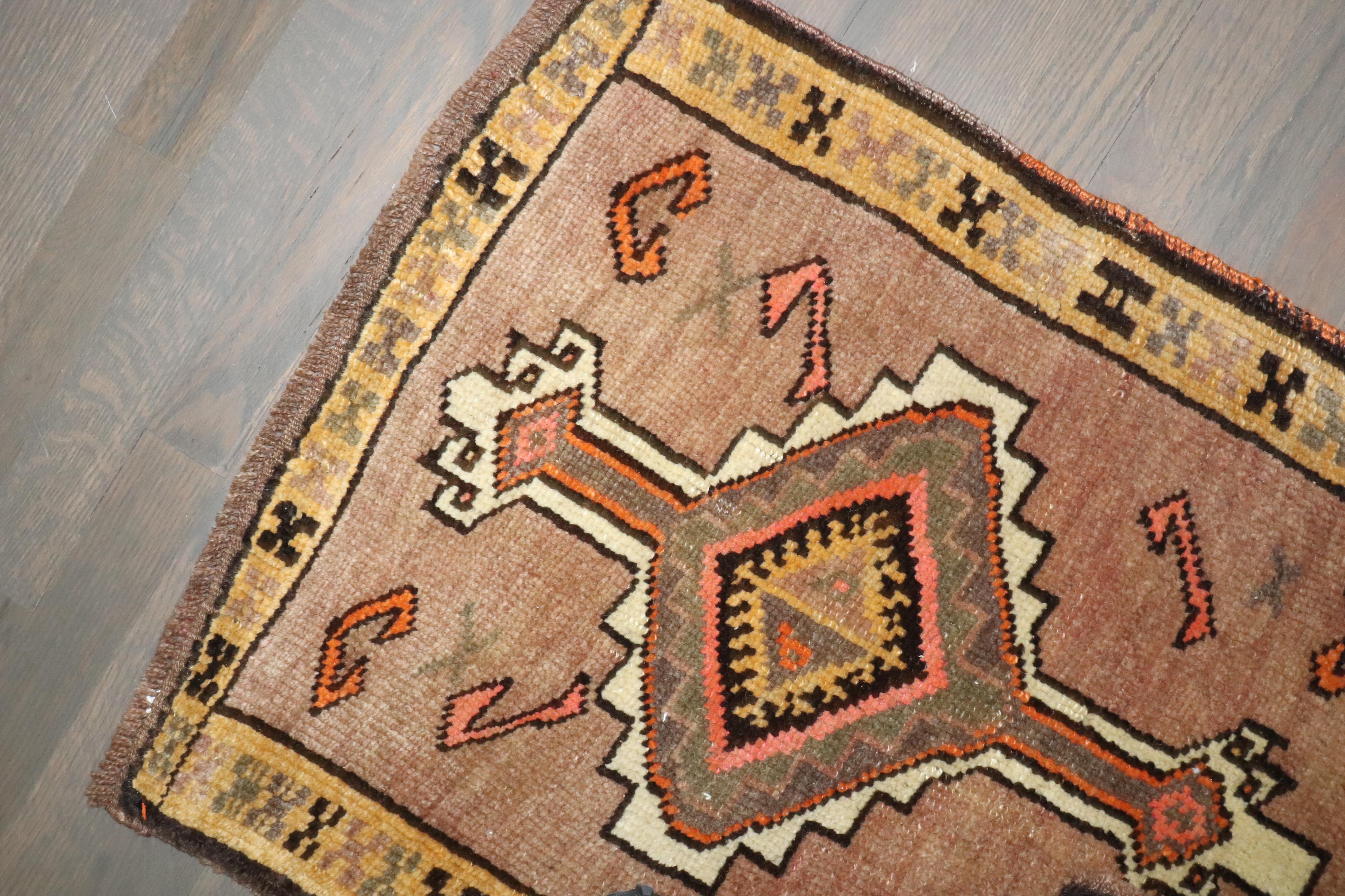 Zabihi Collection Vintage Turkish Anatolian Small Tribal Rug In Good Condition For Sale In New York, NY