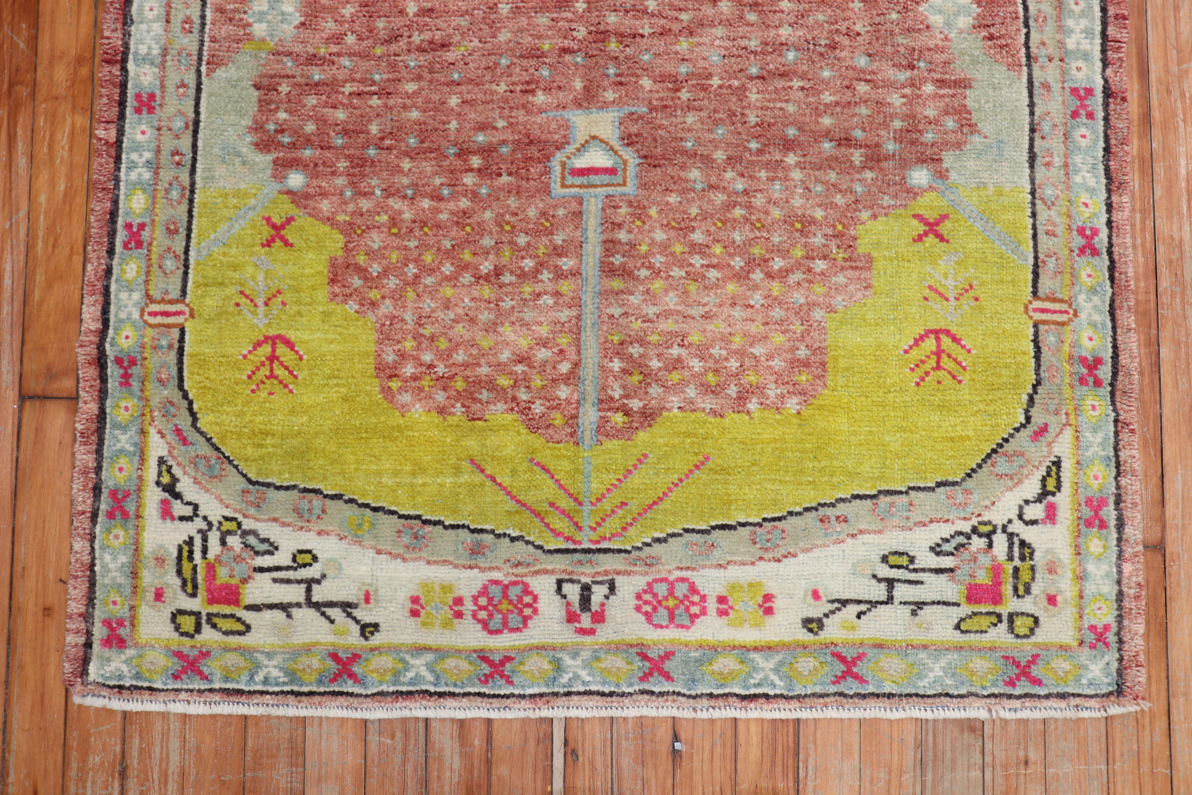 Greco Roman Zabihi Collection Vintage Turkish Anatolian Square Rug For Sale