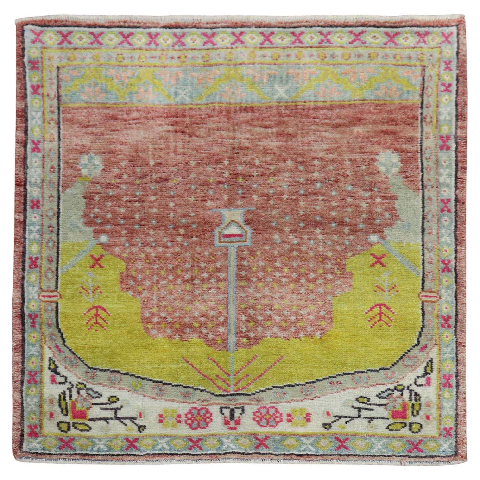 Zabihi Kollektion Vintage Türkischer Anatolischer Quadratischer Teppich