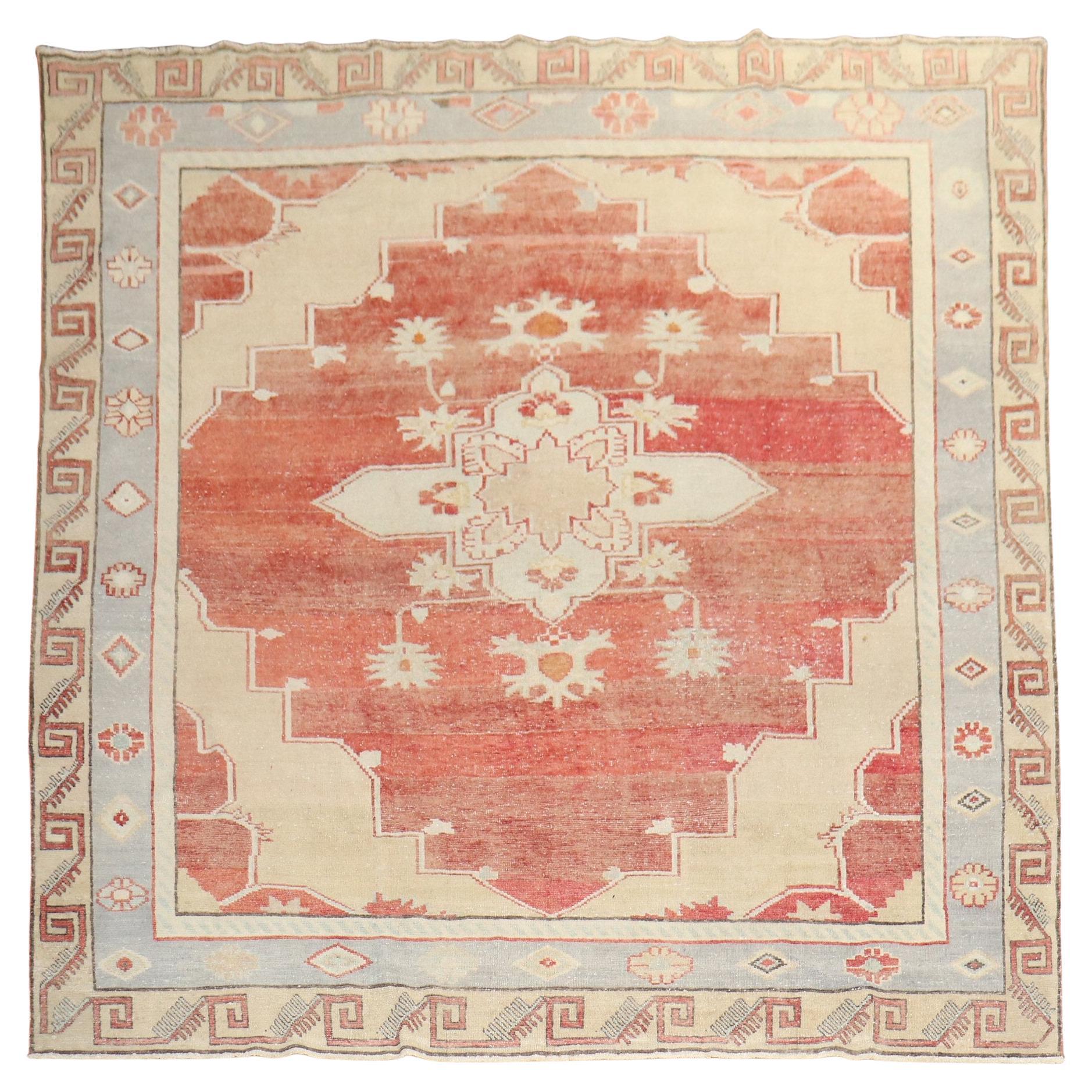 Zabihi Collection Vintage Turkish Anatolian Square Rug