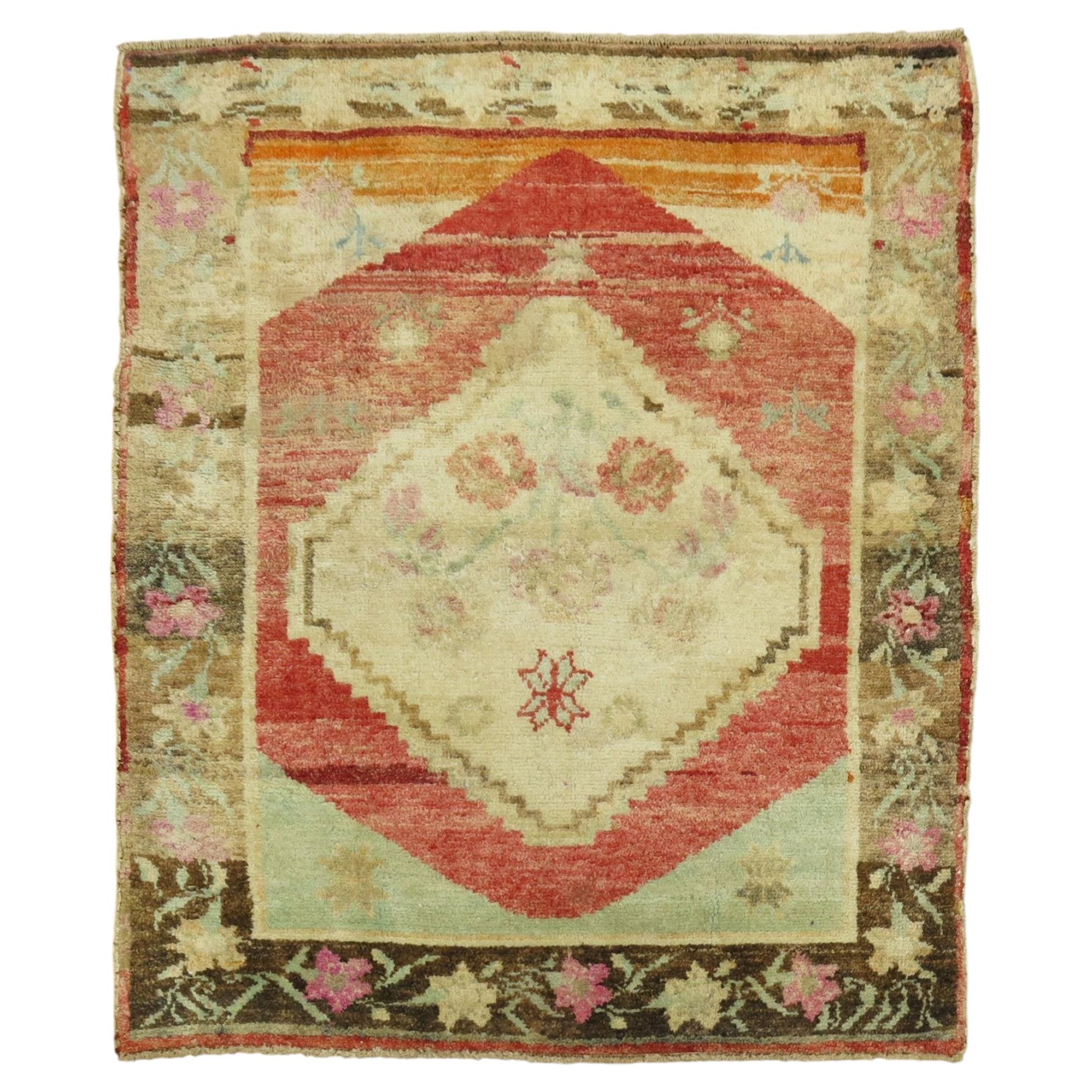 Zabihi Collection Vintage Turkish Anatolian Square Rug