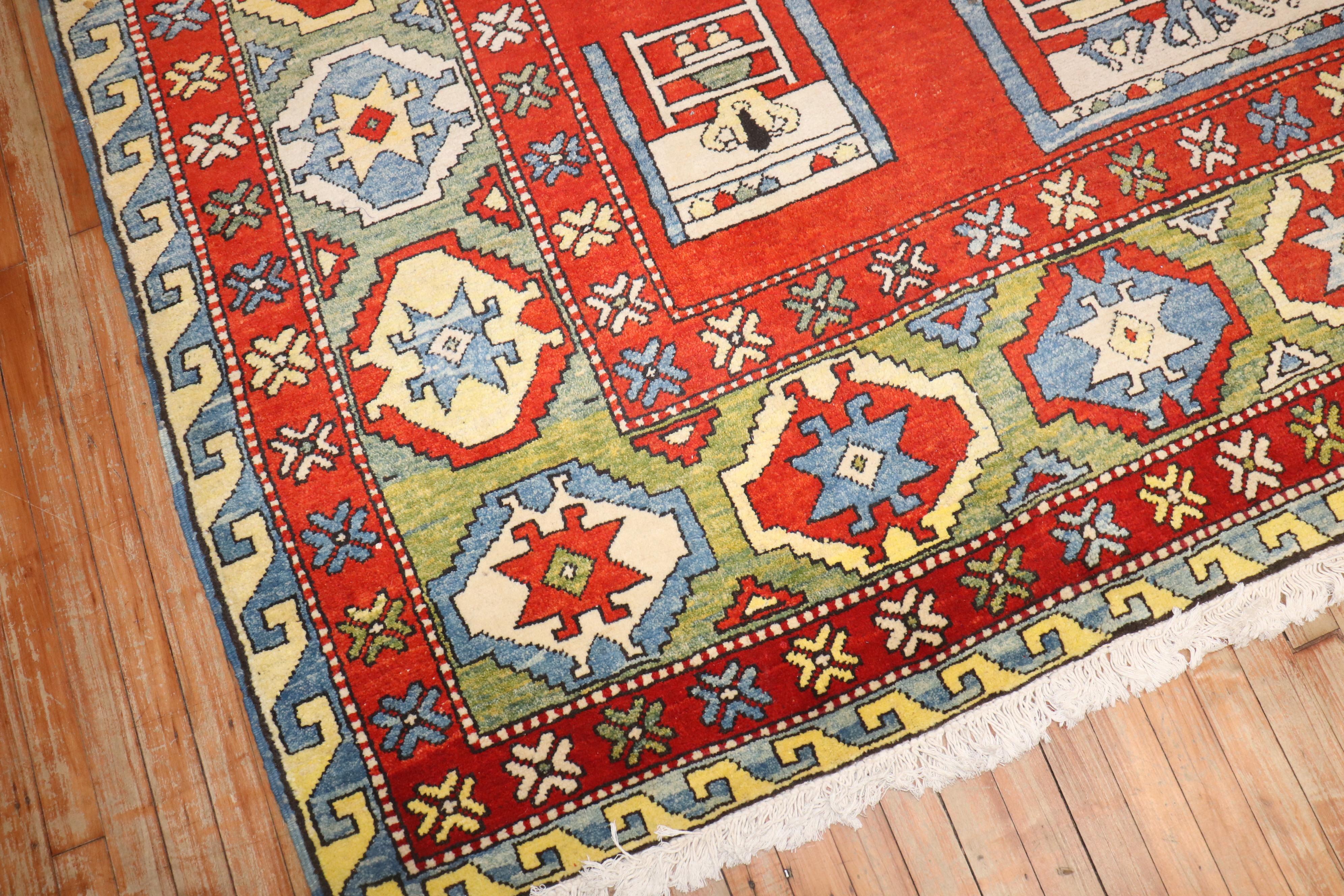 Zabihi Collection Vintage Turkish Azari Animal Scenic Rug For Sale 5