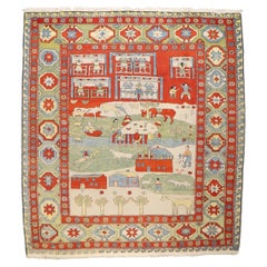 Tappeto Zabihi Collection'S Vintage Turco Azari Animali Scenici