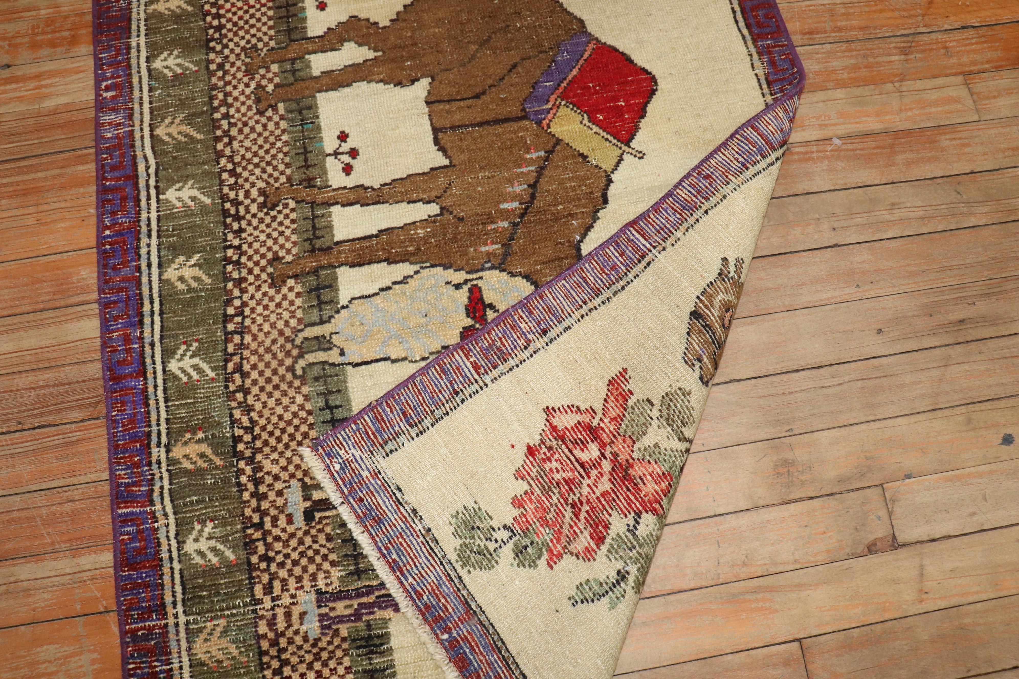 Zabihi Collection Vintage Turkish Camel Donkey Rug In Distressed Condition For Sale In New York, NY