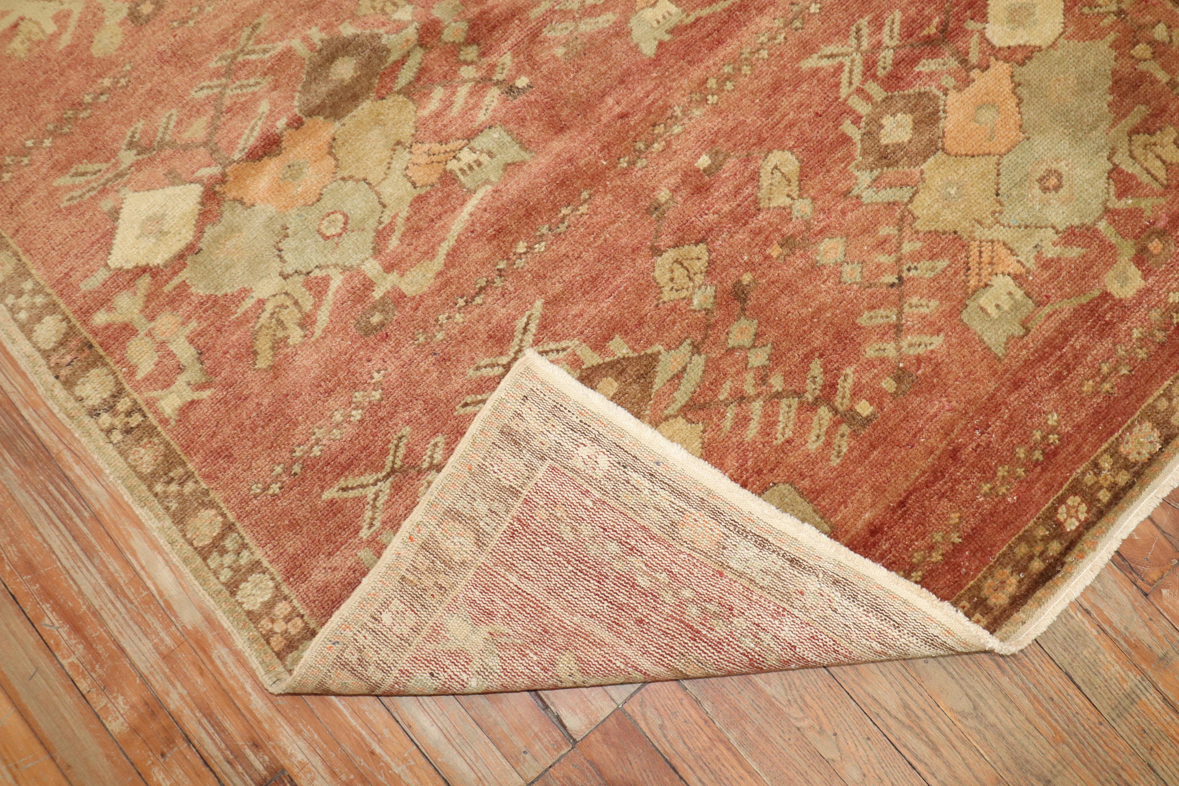 Mid-Century Modern Zabihi Collection Vintage Turkish Floral Konya Rug For Sale