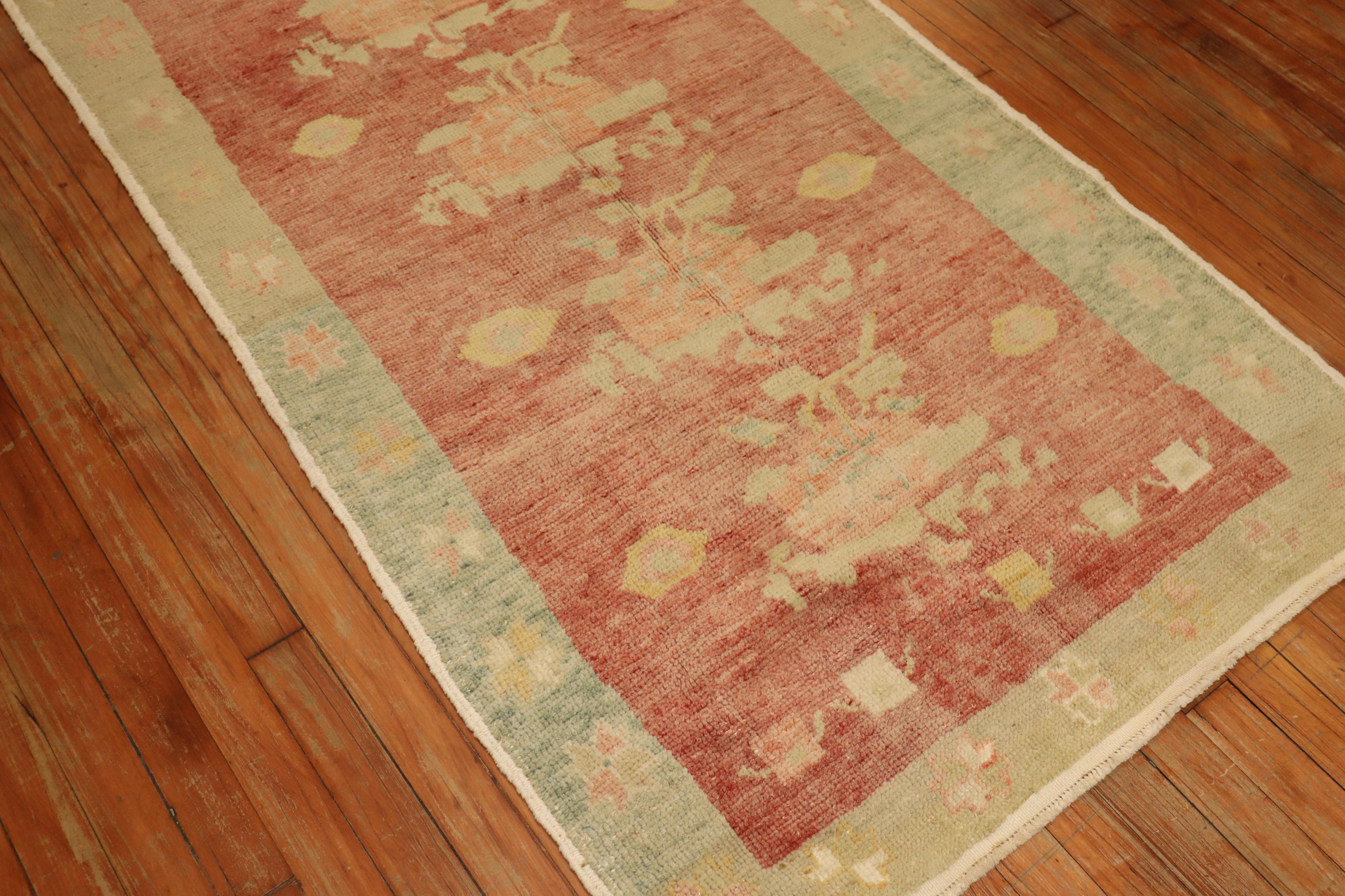 Zabihi Collection Vintage Turkish Floral Konya Runner For Sale 1