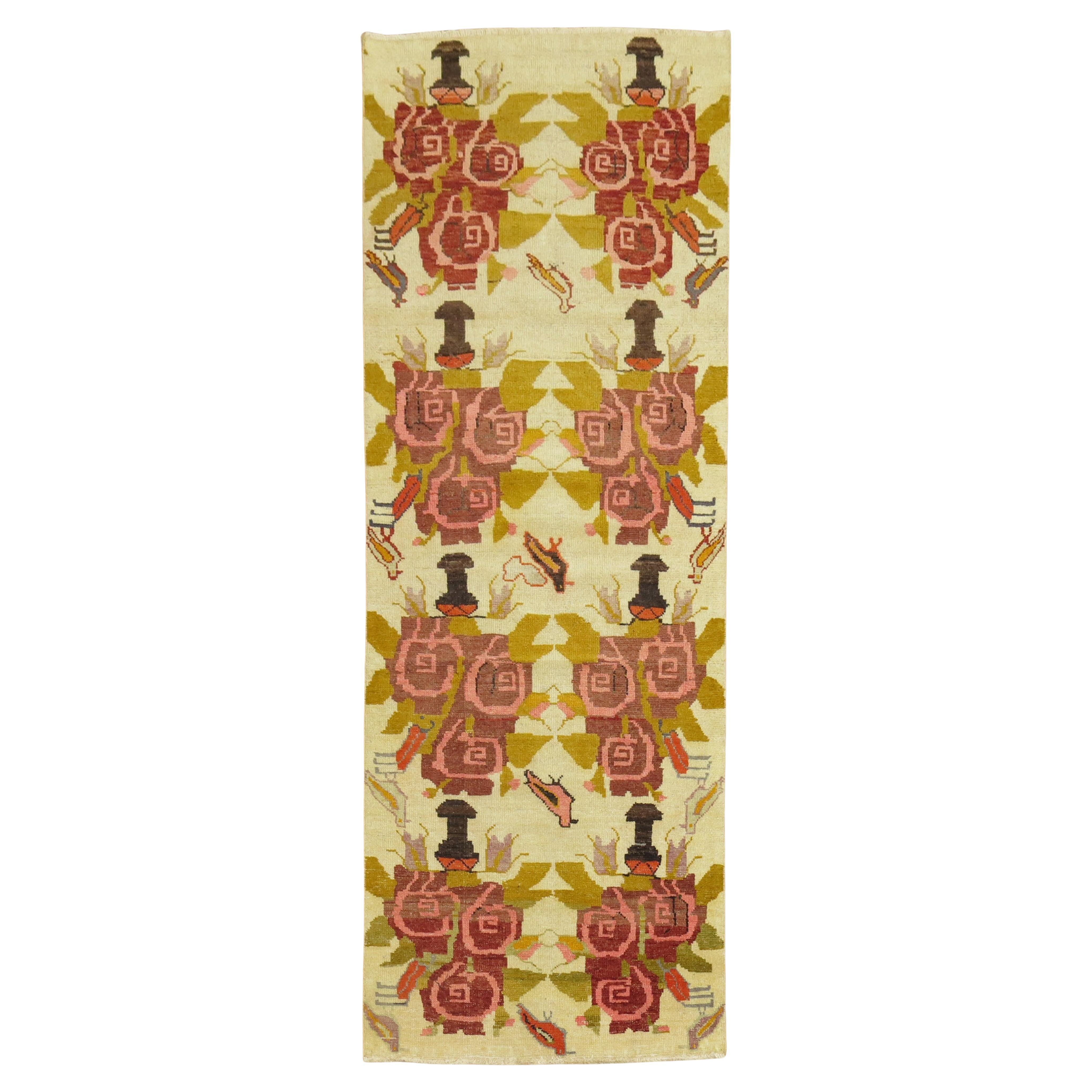 Zabihi Collection Vintage Turkish Floral Konya Runner