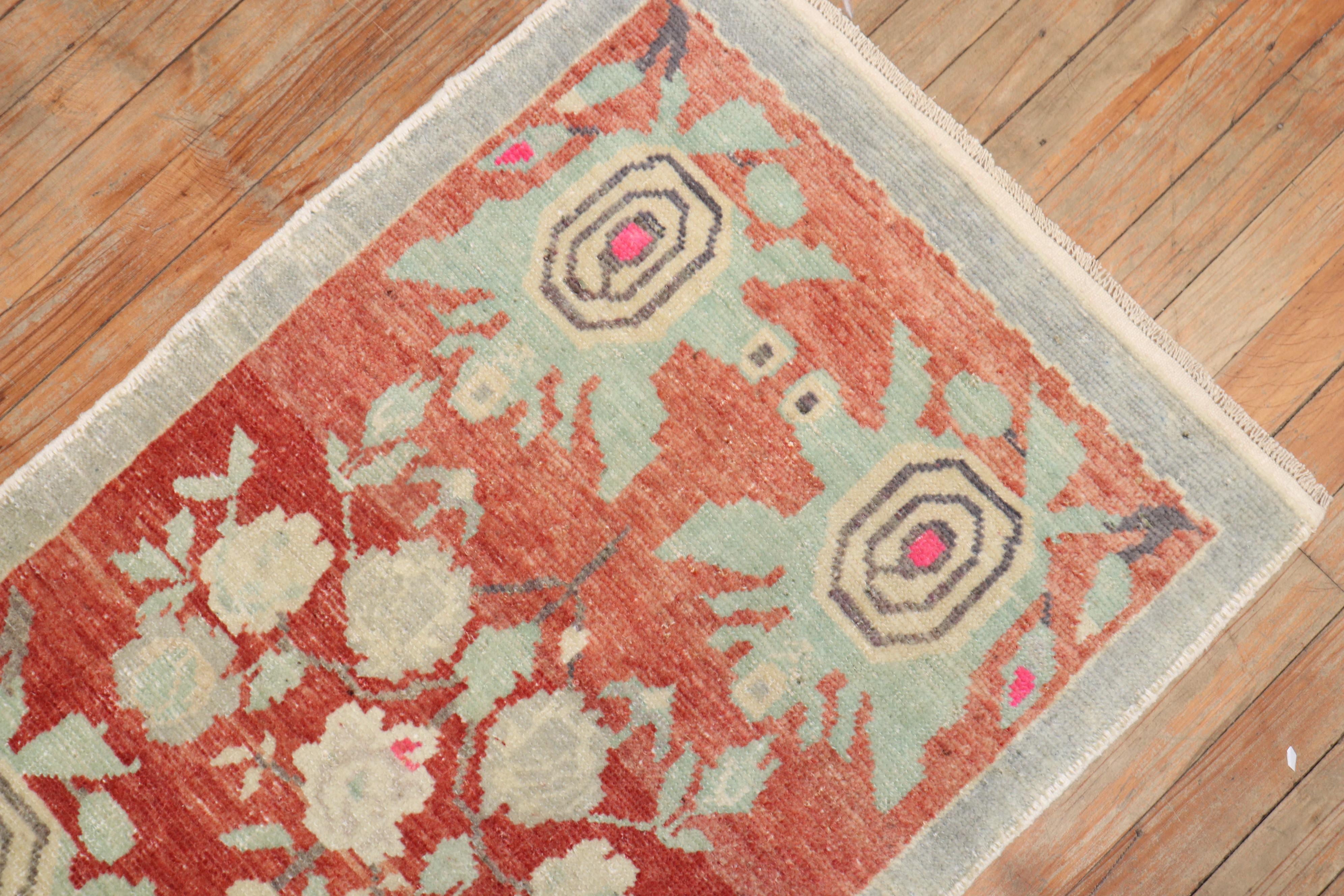 Zabihi Collection Vintage Turkish Floral Small Rug In Good Condition For Sale In New York, NY