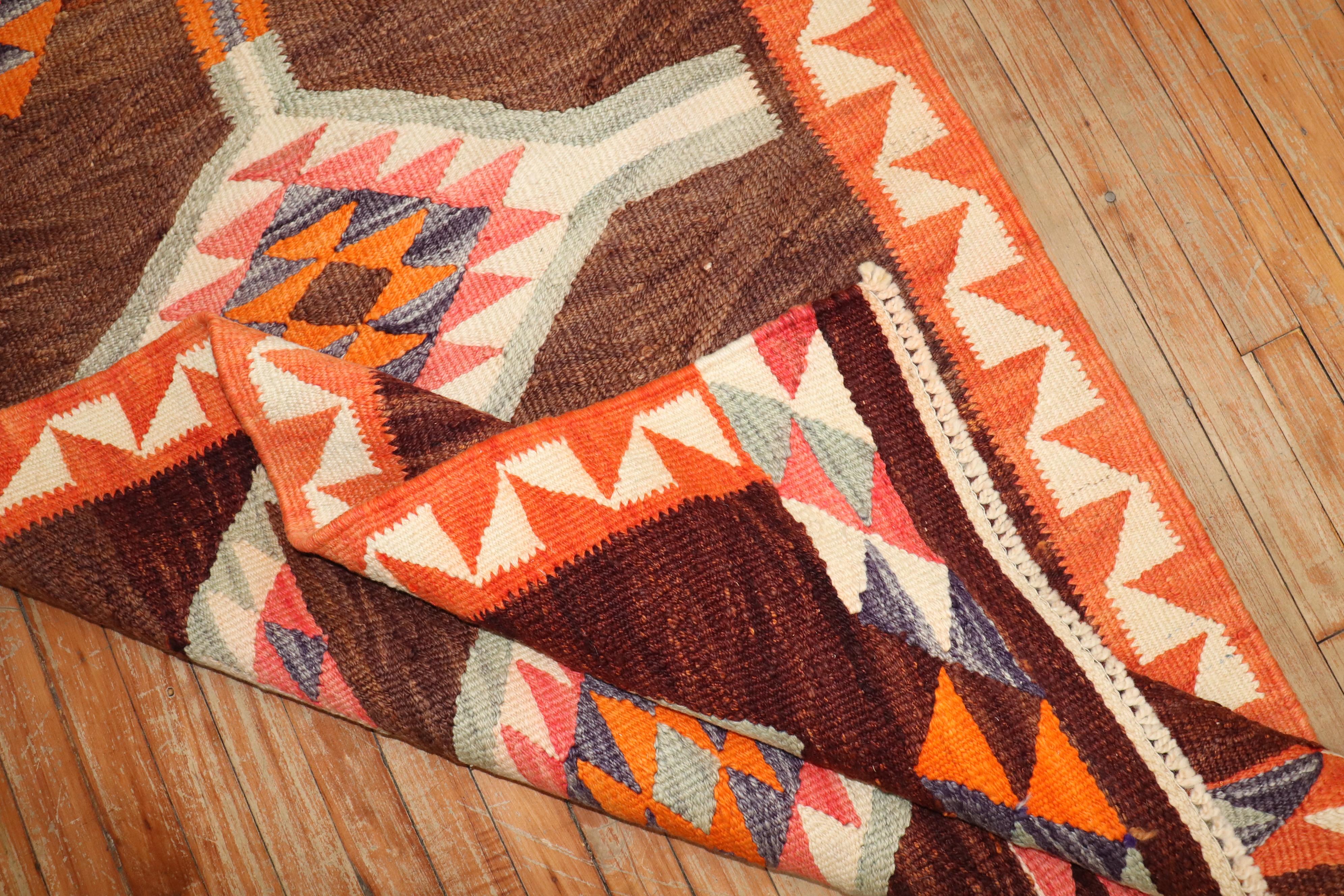 Fascinating Turkish geometric Kilim flatweave runner.

3'5'' x 11'8''