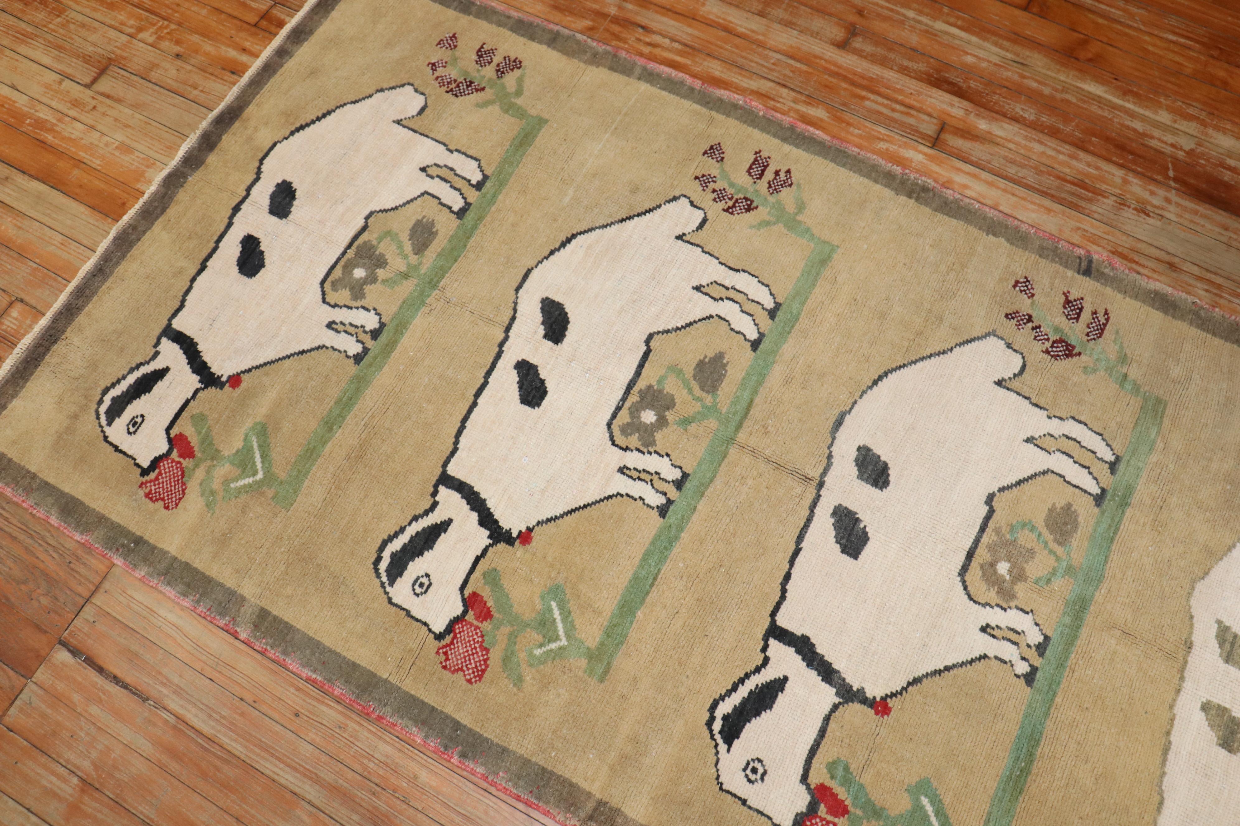 20th Century Zabihi Collection Vintage Turkish Goat Sheep Runner For Sale