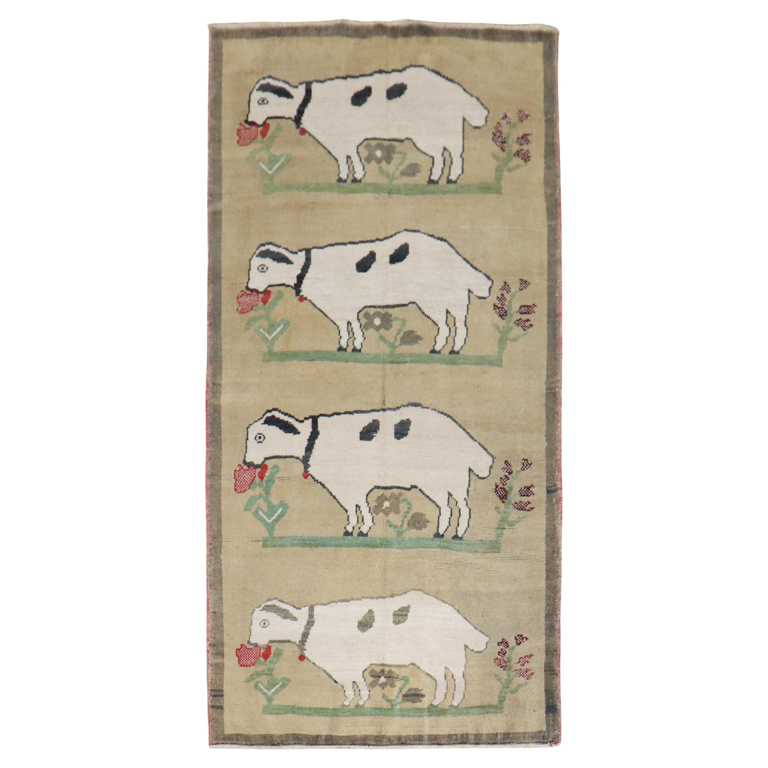 The Collective Vintage Turkish Goat Sheep Runner (Chemin de table en chèvre et mouton)