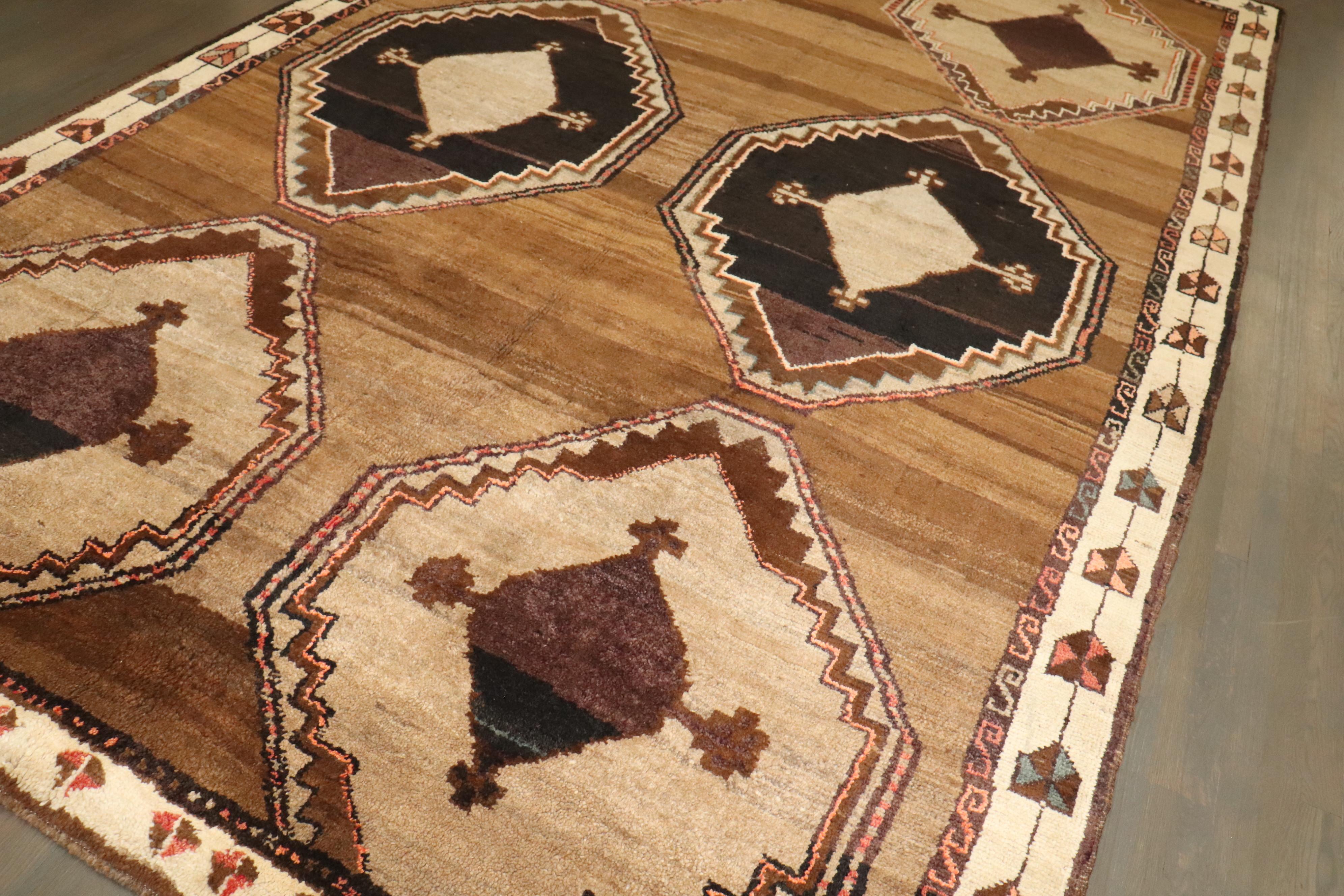 Hand-Knotted Zabihi Collection Vintage Turkish Kars Geometric Rug For Sale