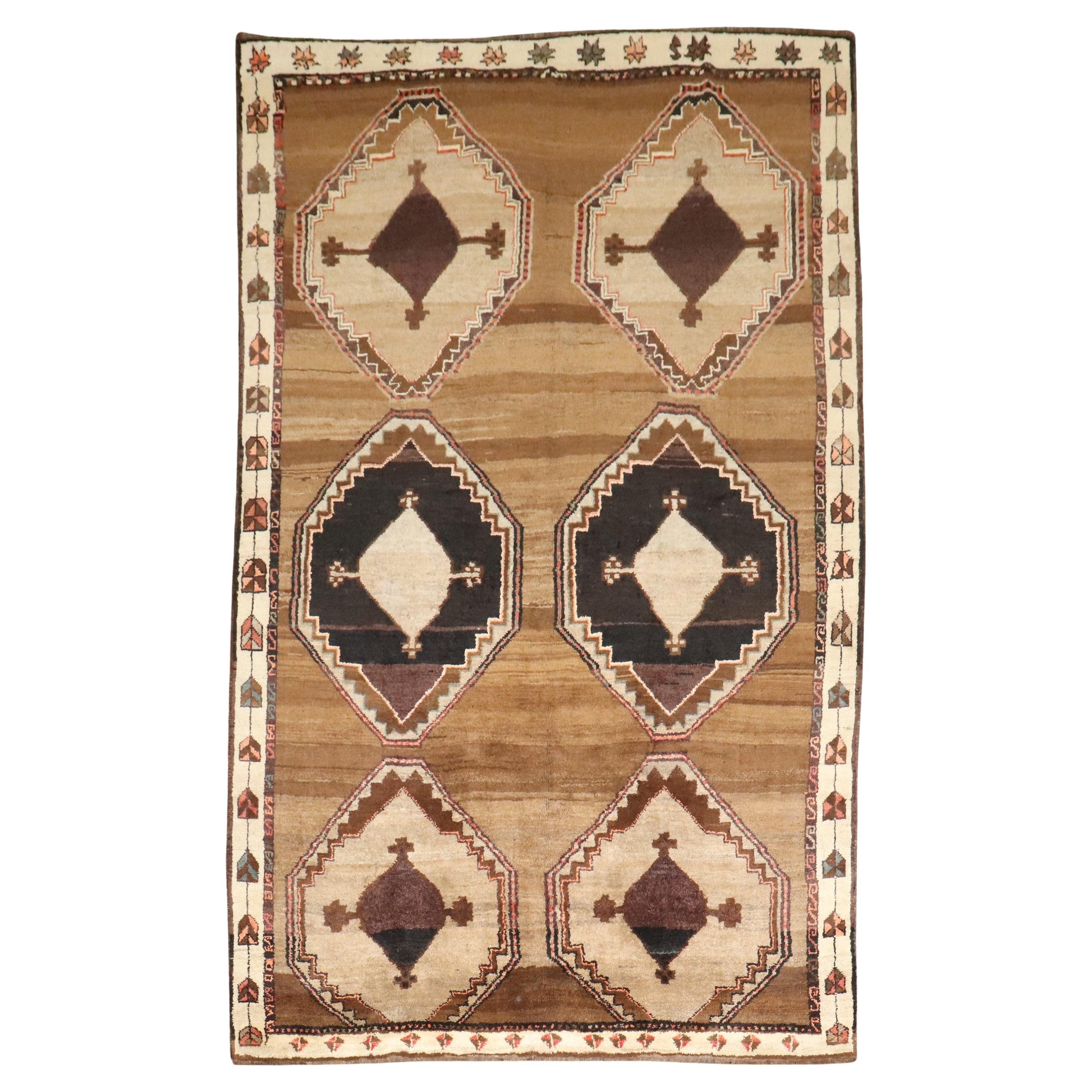 Zabihi Collection Vintage Turkish Kars Geometric Rug For Sale