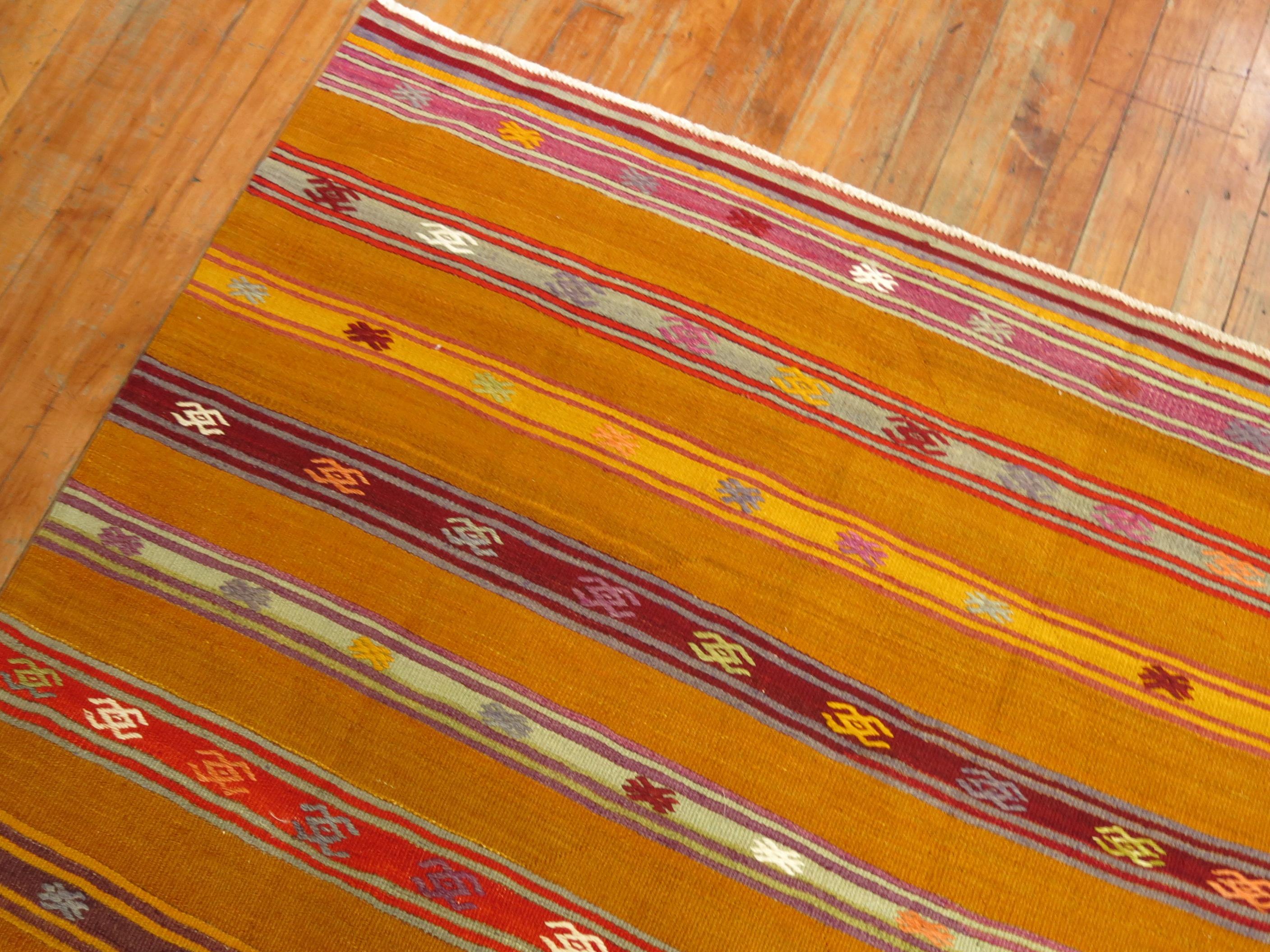Pre-Columbian Zabihi Collection Vintage Turkish Kilim For Sale
