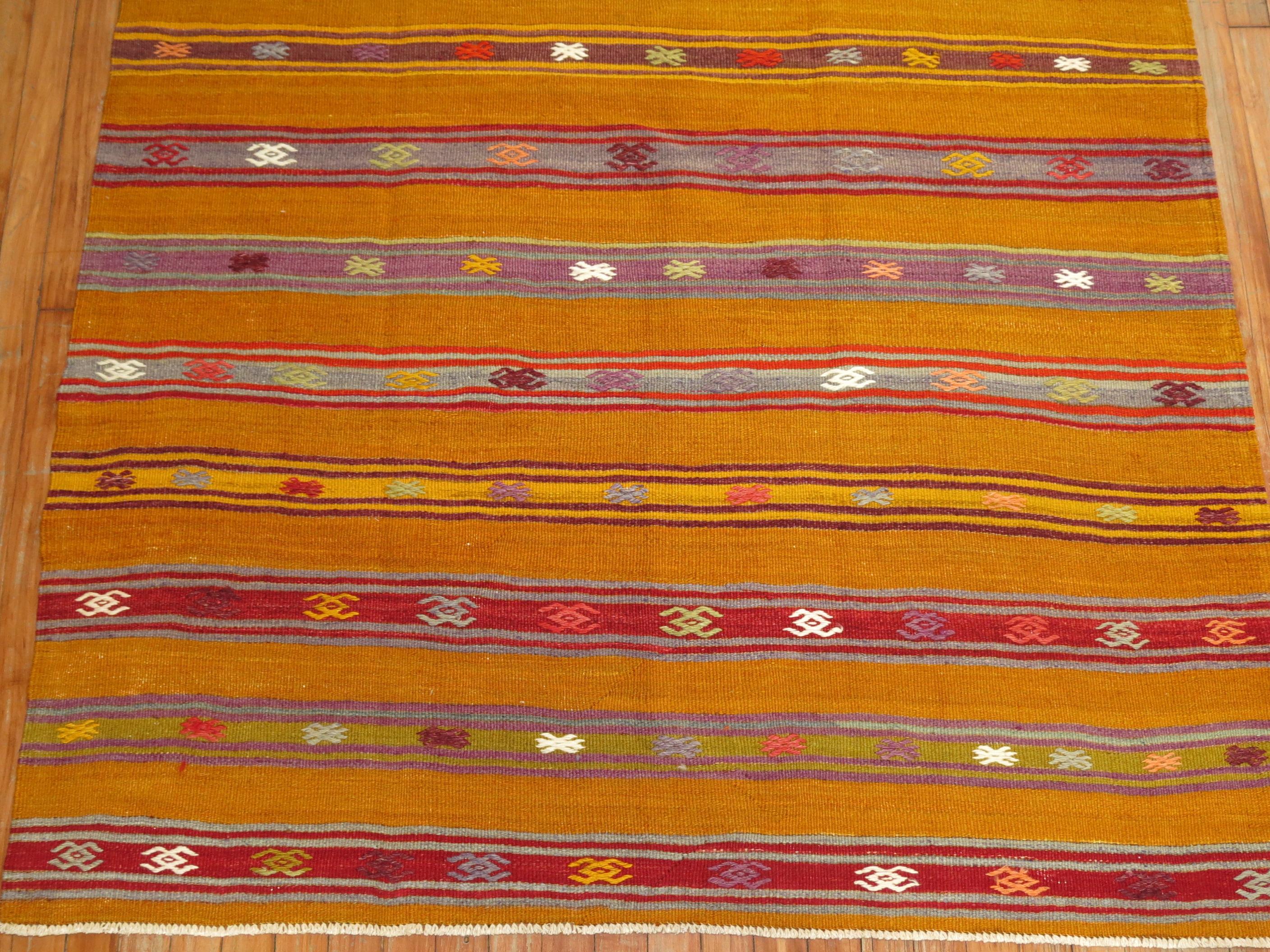 20th Century Zabihi Collection Vintage Turkish Kilim  For Sale