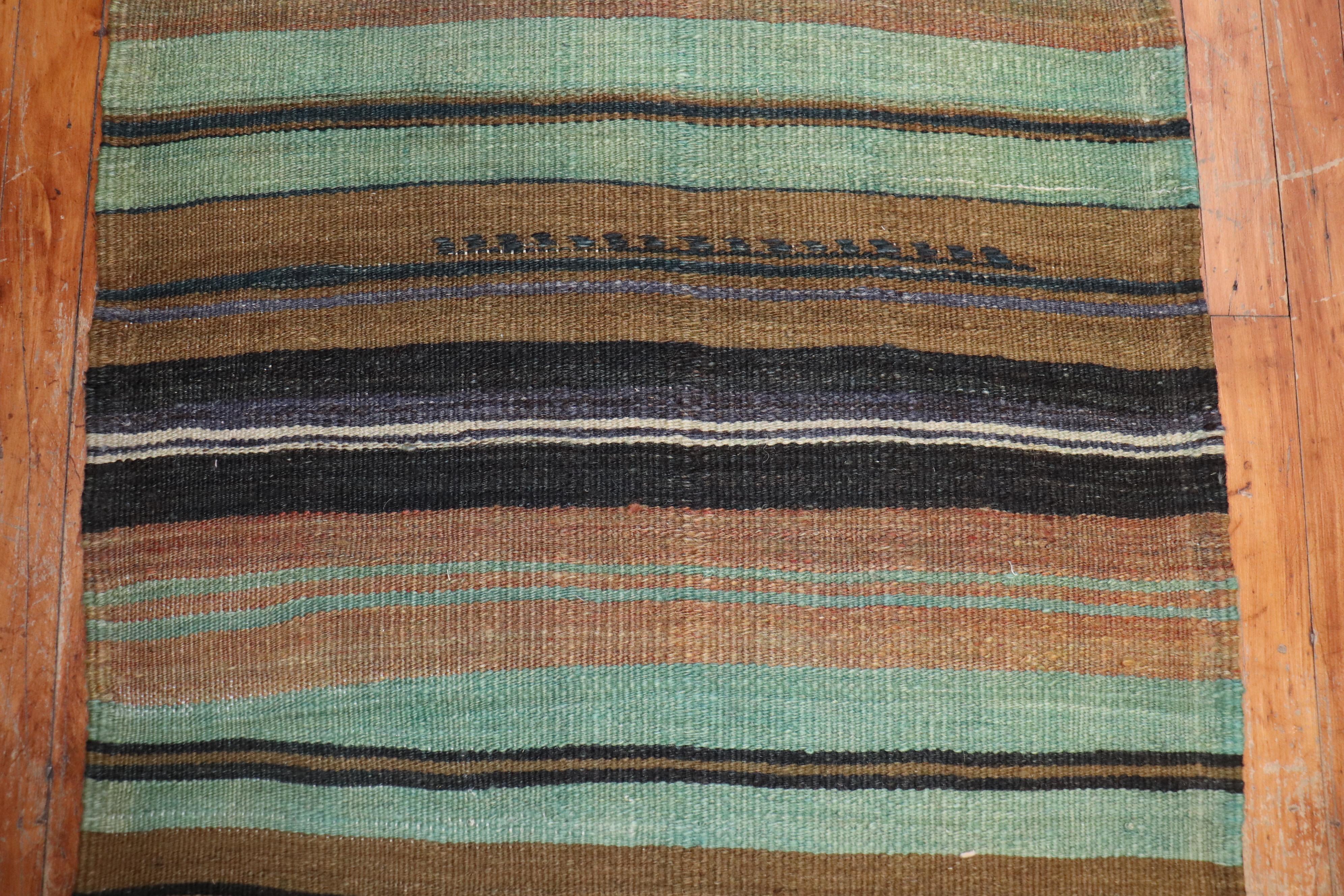 Navajo Zabihi Collection Vintage Turkish Kilim Long Runner For Sale