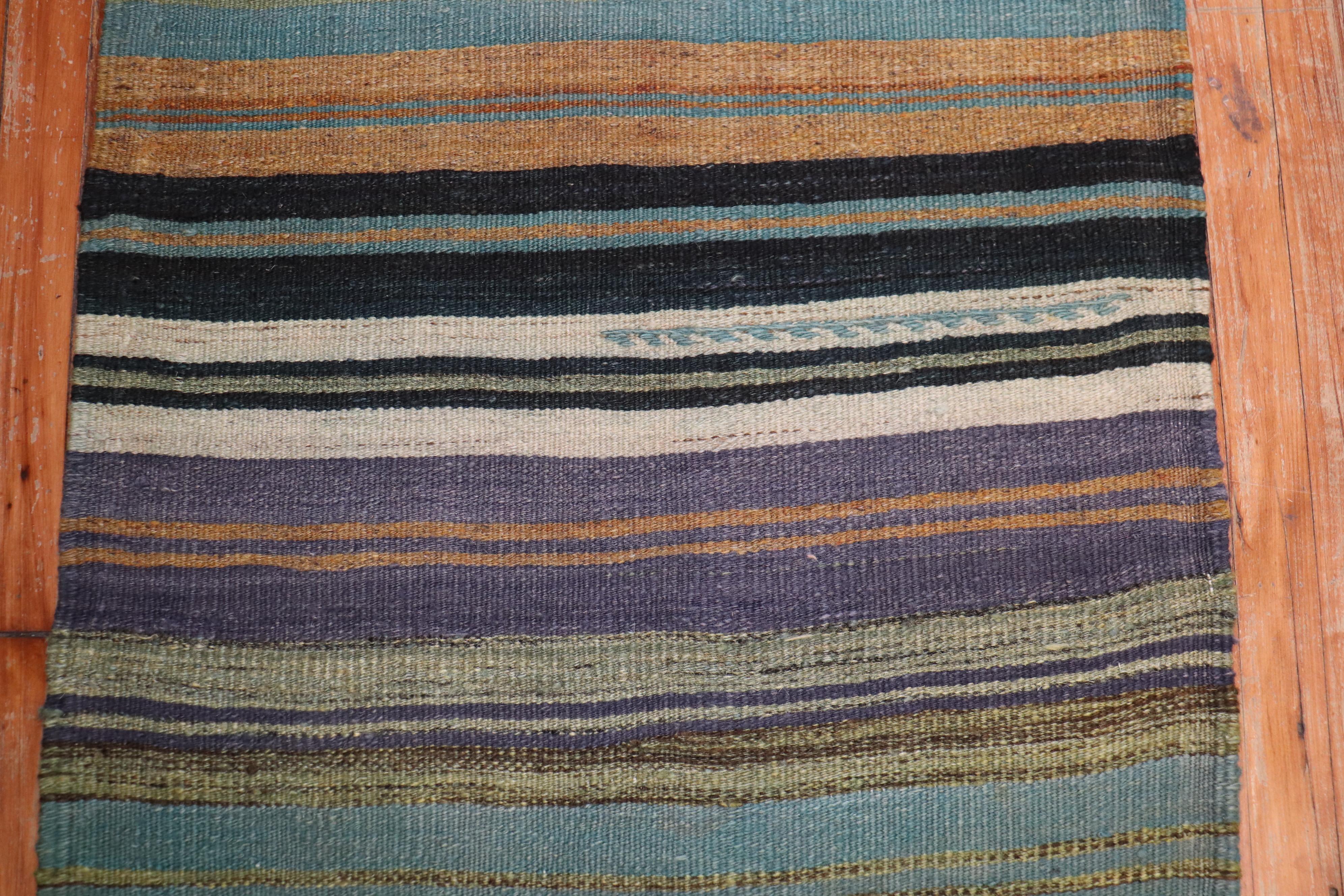 Zabihi Collection Vintage Turkish Kilim Long Runner In Good Condition For Sale In New York, NY