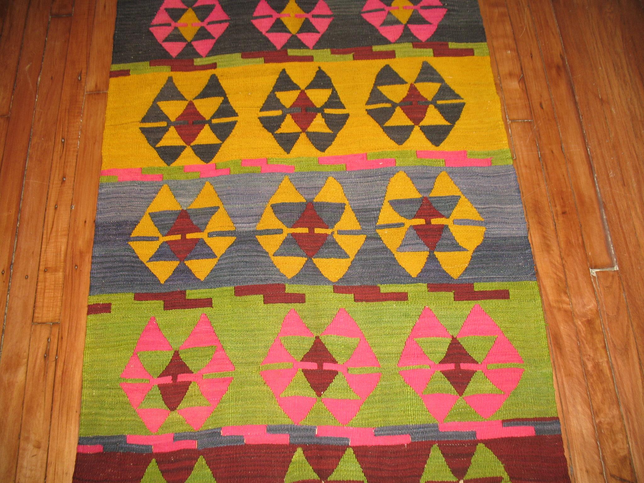 a mid 20th century turkish Kilim runner

Details
rug no.	r3816
size	3' x 10' 11