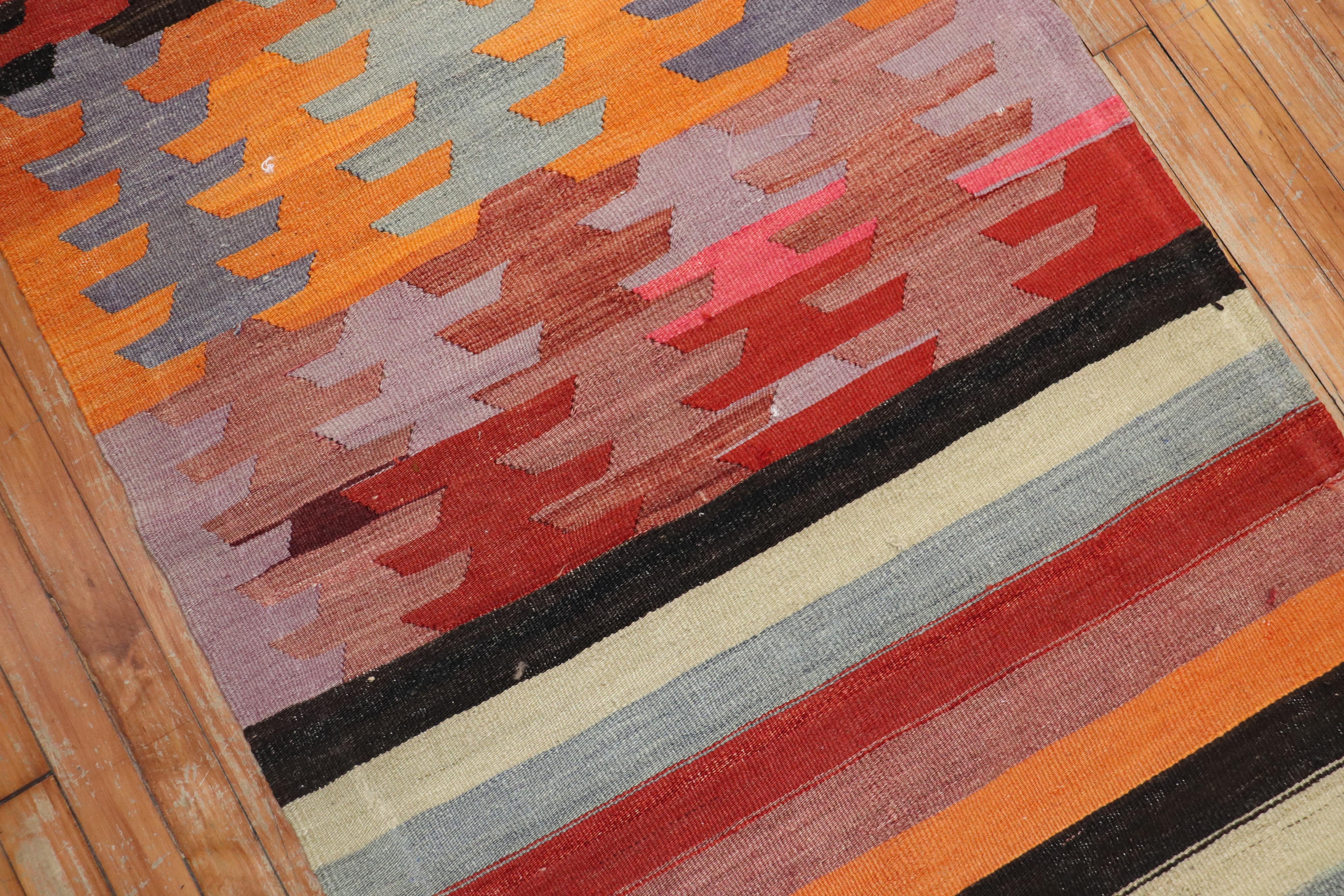 Zabihi Collection Vintage Turkish Kilim Runner For Sale 1