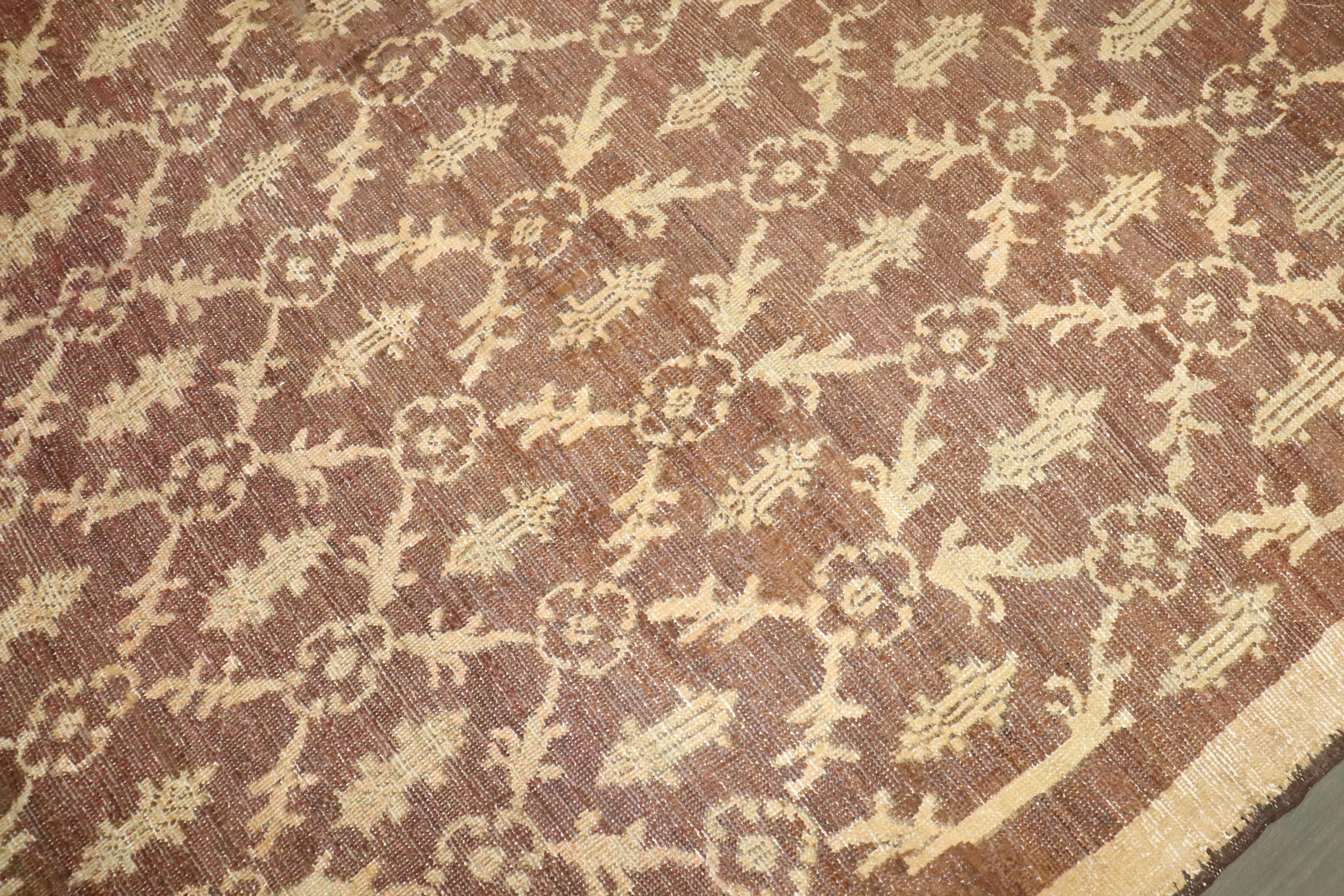 Zabihi Collection Vintage Turkish Konya Square Room Size Rug For Sale 5