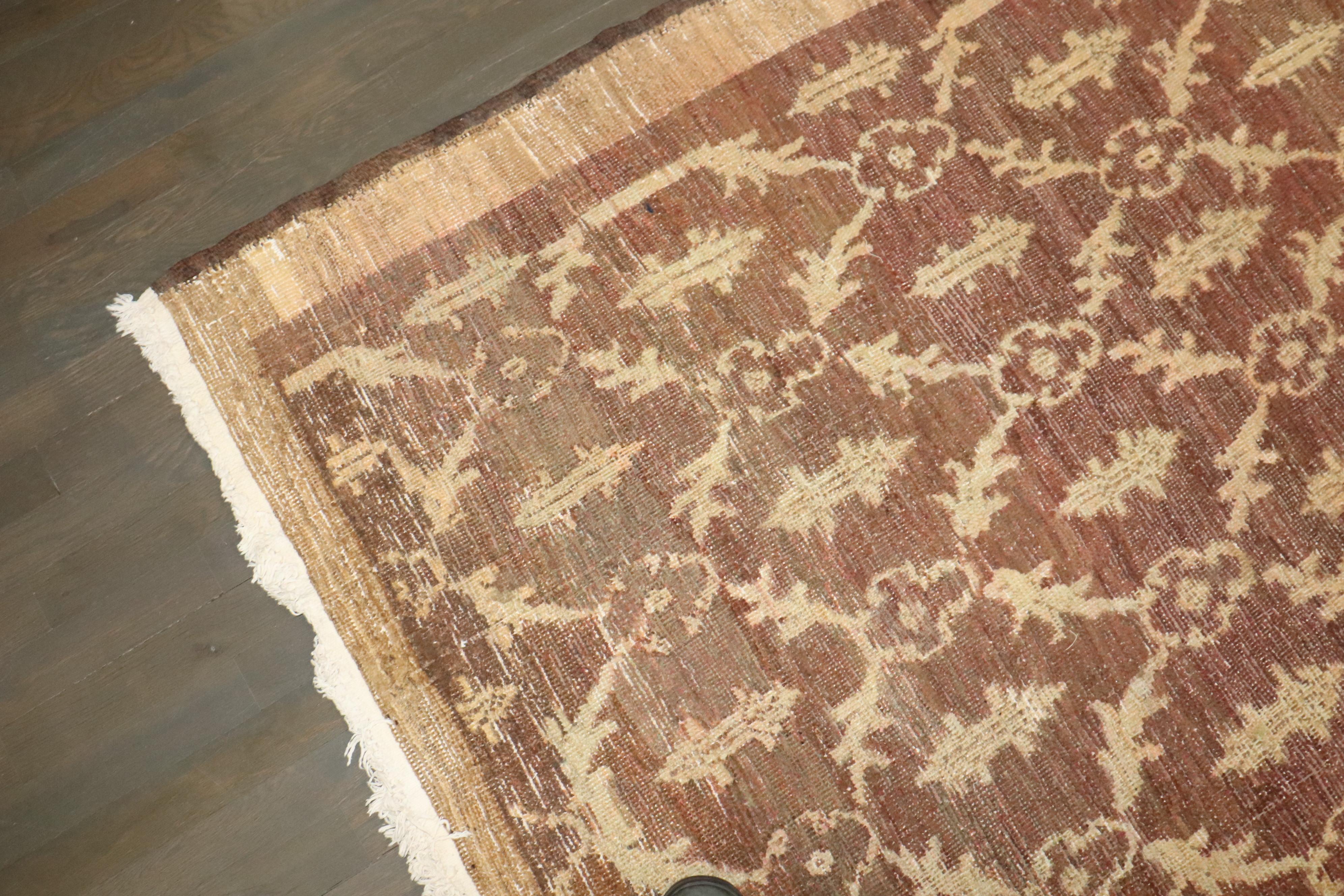 Oushak Zabihi Collection Vintage Turkish Konya Square Room Size Rug For Sale