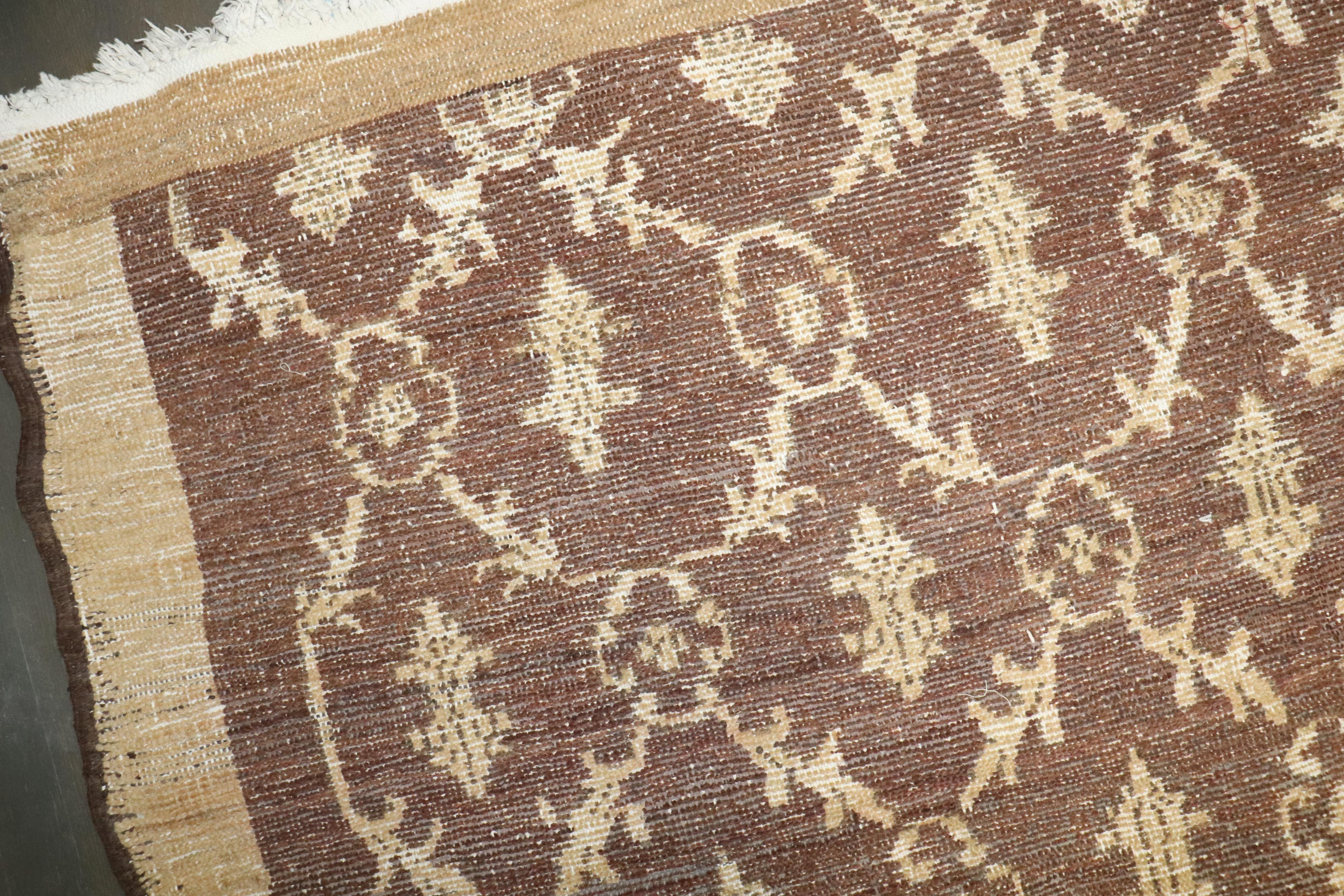20th Century Zabihi Collection Vintage Turkish Konya Square Room Size Rug For Sale