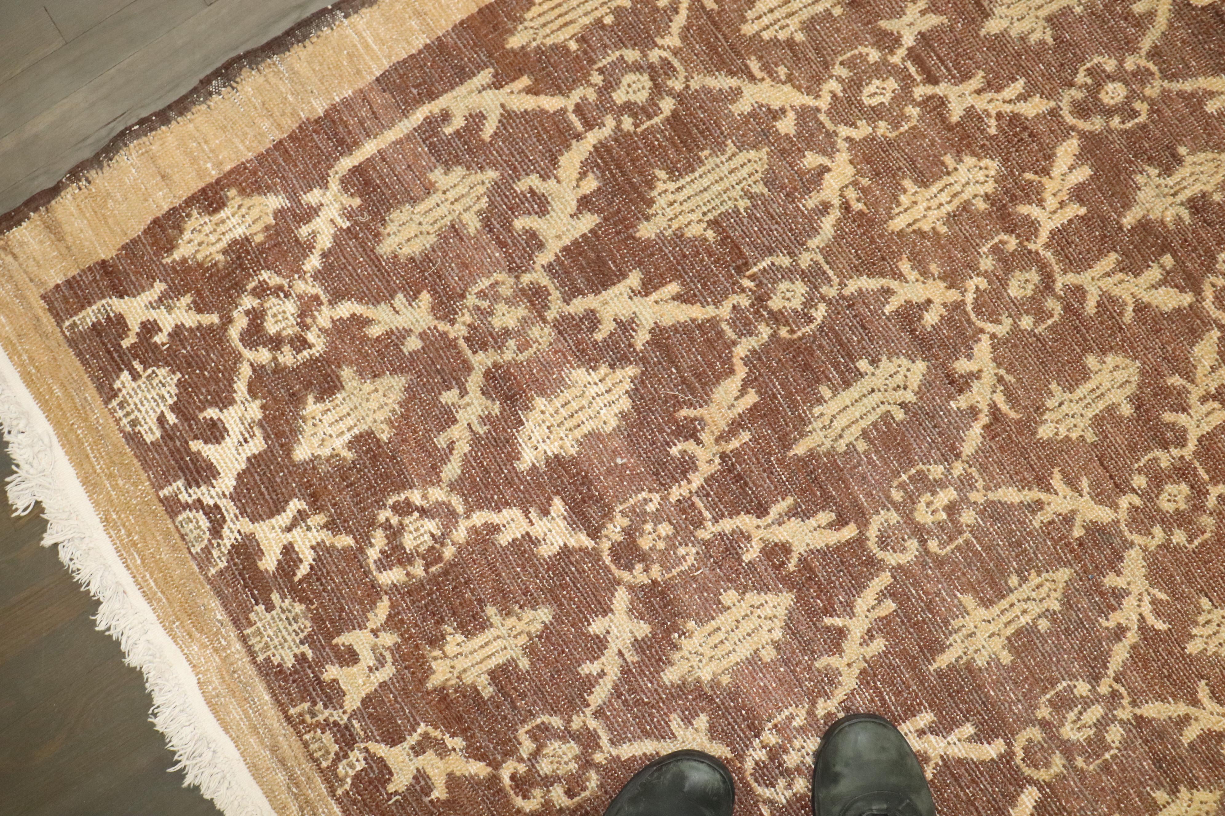 Wool Zabihi Collection Vintage Turkish Konya Square Room Size Rug For Sale