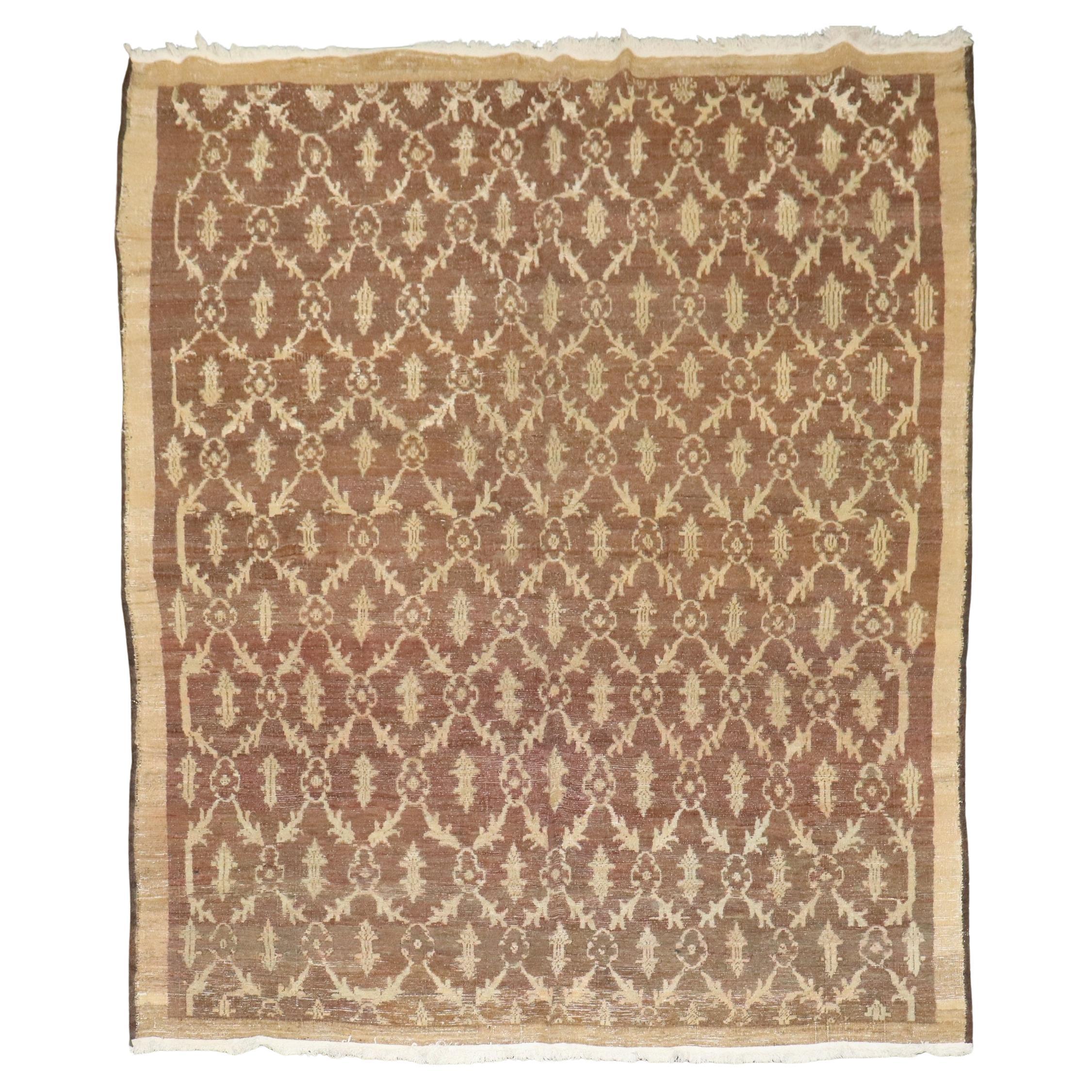 Zabihi Collection Vintage Turkish Konya Square Room Size Rug For Sale
