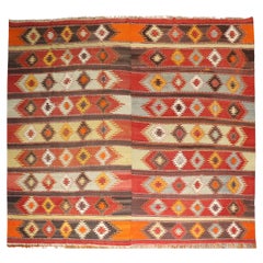 Zabihi Collection Vintage Turkish Large Square Kilim