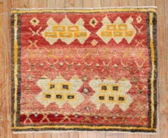 Zabihi Collection Vintage Turkish Mini Square Red Rug