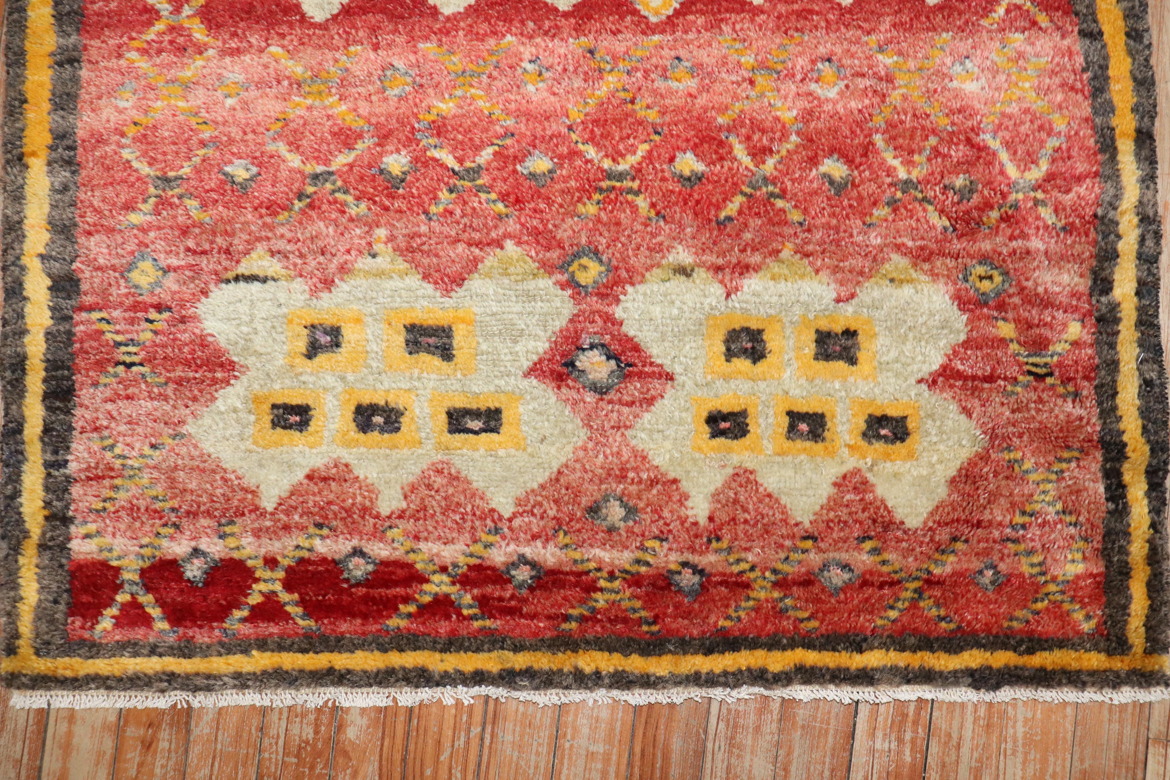 Adirondack Zabihi Collection Vintage Turkish Mini Square Red Rug For Sale