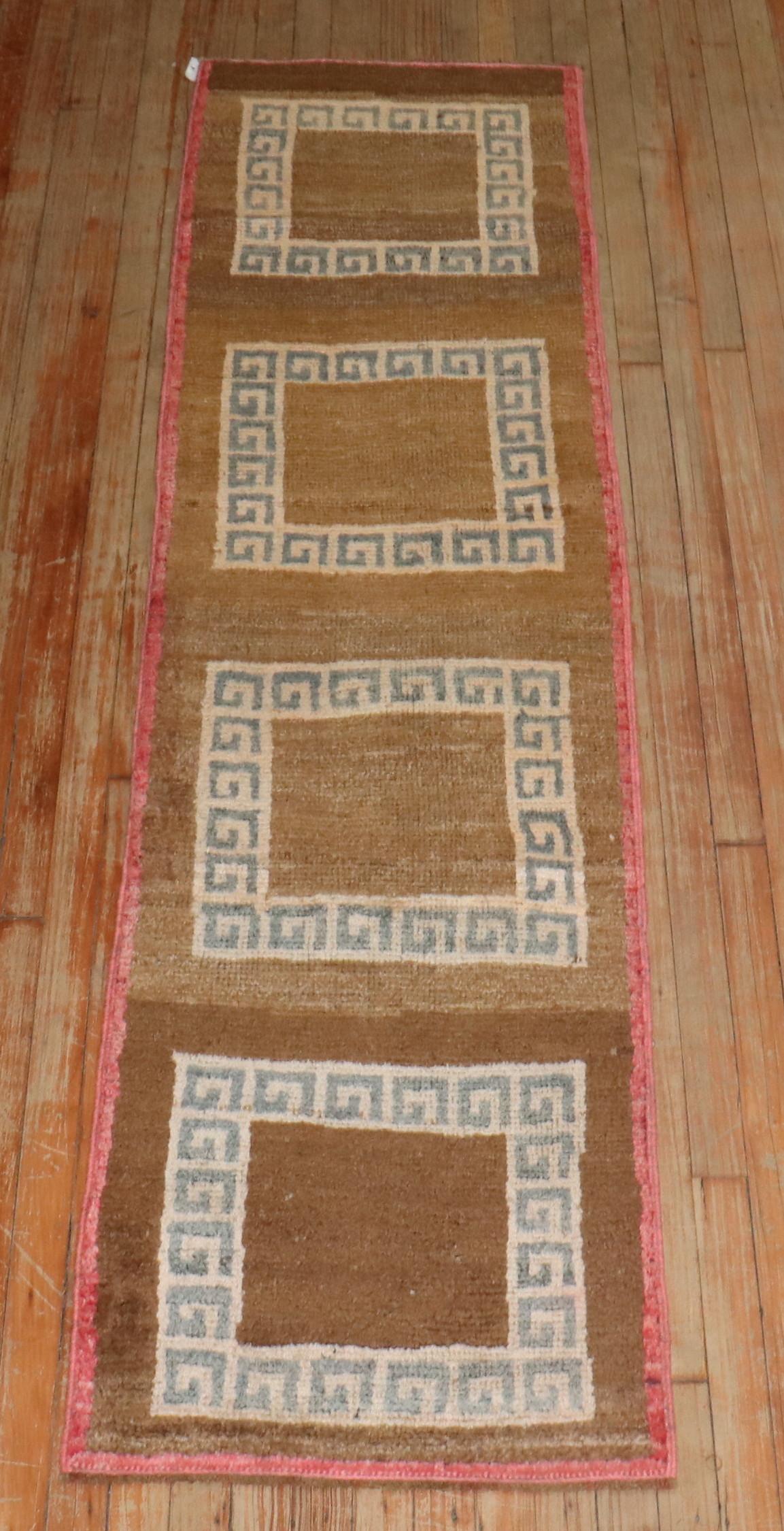 Hand-Woven Zabihi Collection Vintage Turkish Narrow Runner