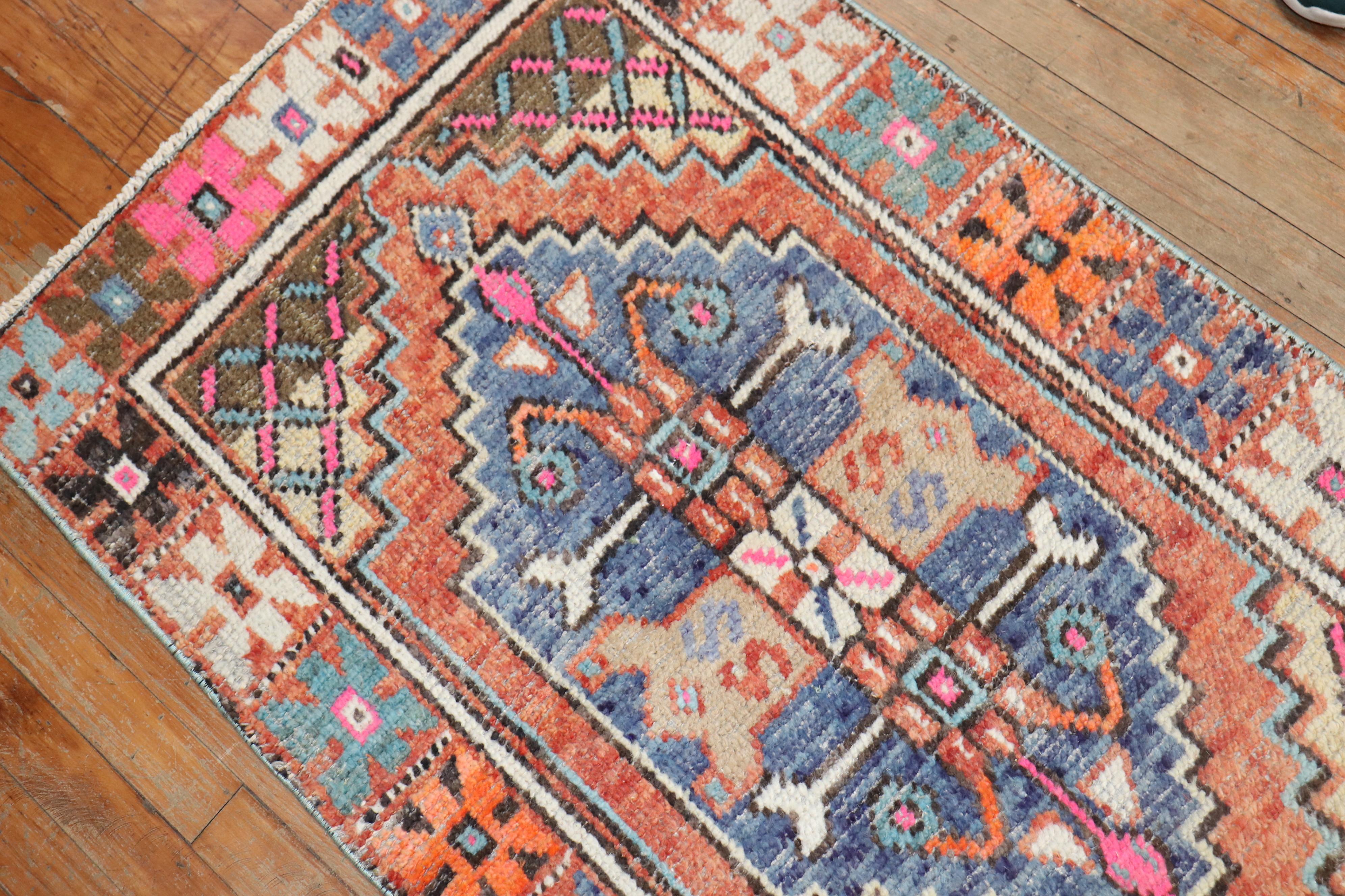 Country Tappeto Zabihi Collection'S Vintage Turco Arancione Anatolico Piccolo in vendita